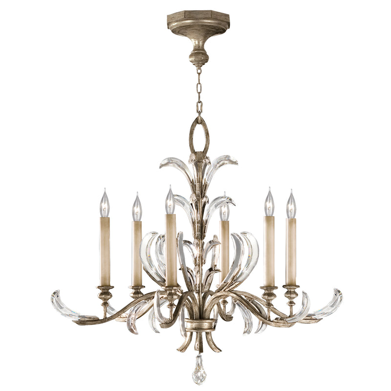 Fine Art Handcrafted Lighting - 739140ST - Six Light Chandelier - Beveled Arcs - Silver