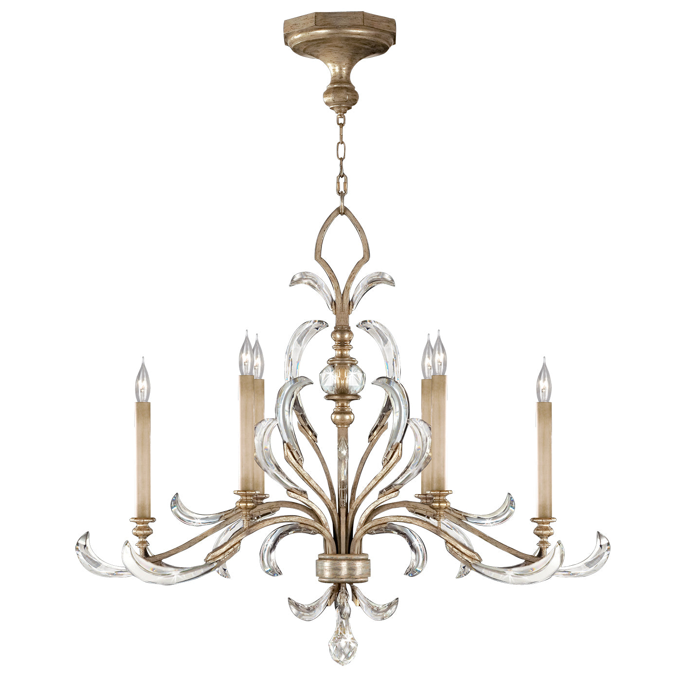 Fine Art Handcrafted Lighting - 739240ST - Six Light Chandelier - Beveled Arcs - Silver
