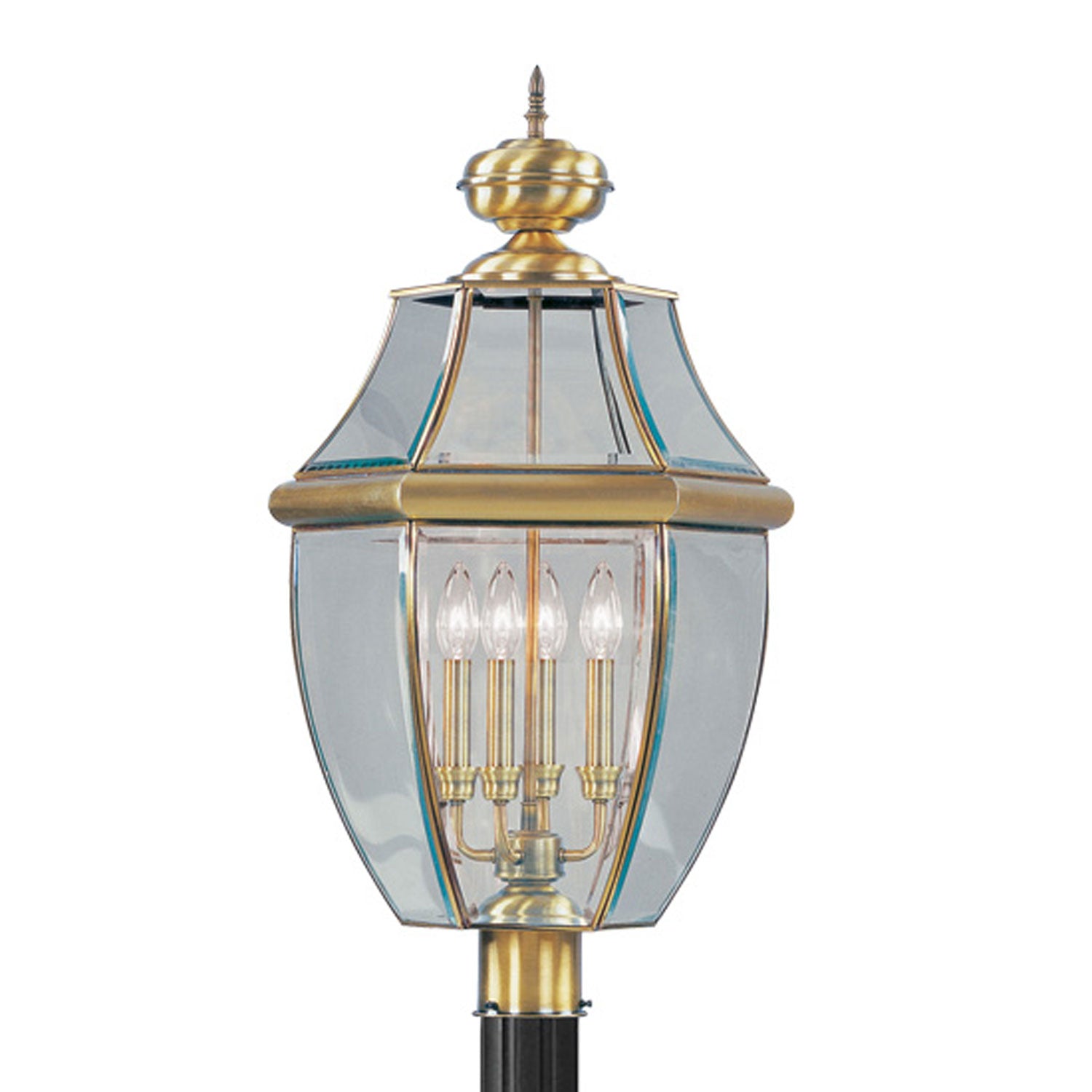 Livex Lighting - 2358-01 - Four Light Outdoor Post Lantern - Monterey - Antique Brass