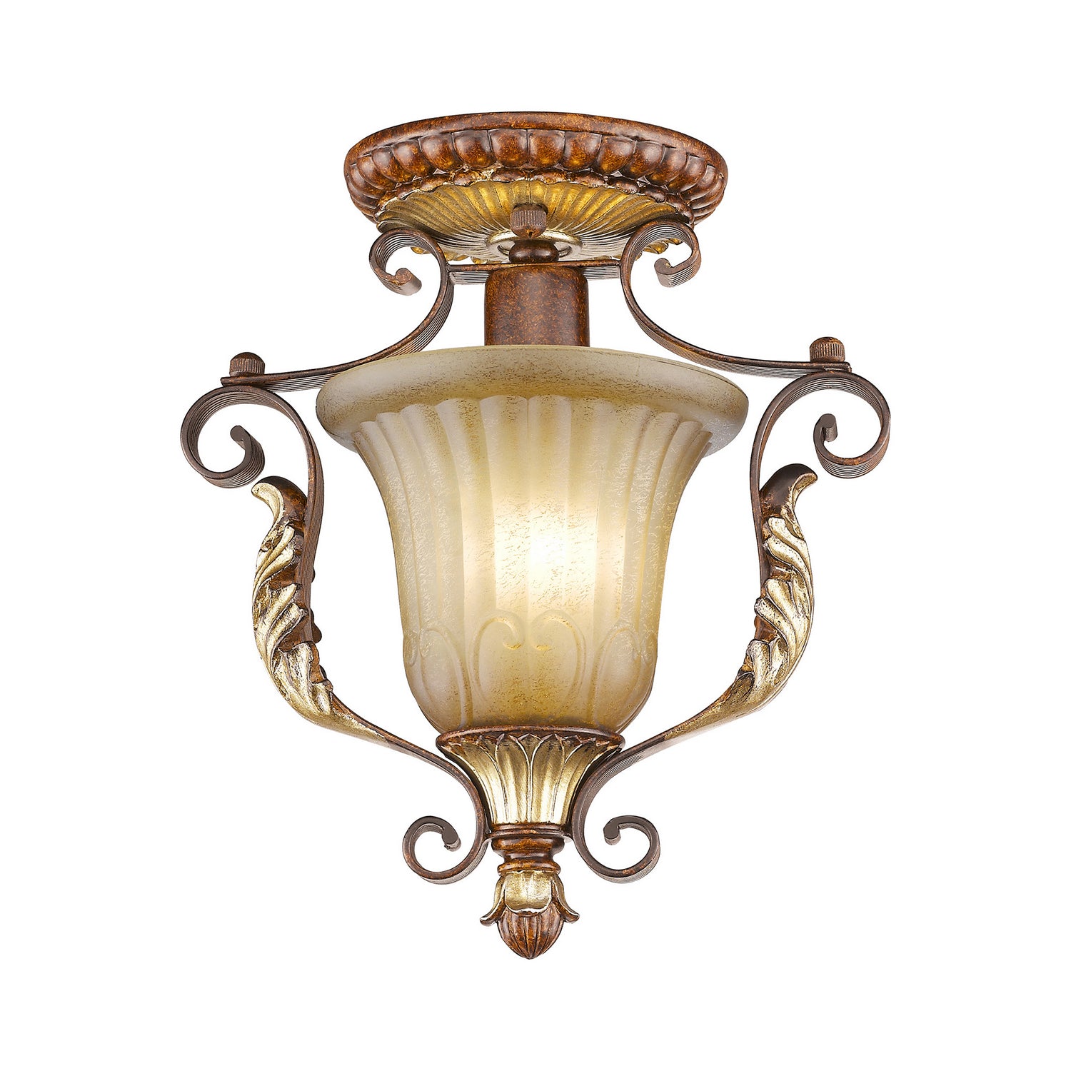 Livex Lighting - 8578-63 - One Light Ceiling Mount - Villa Verona - Hand Applied Verona Bronze w/ Aged Gold Leafs