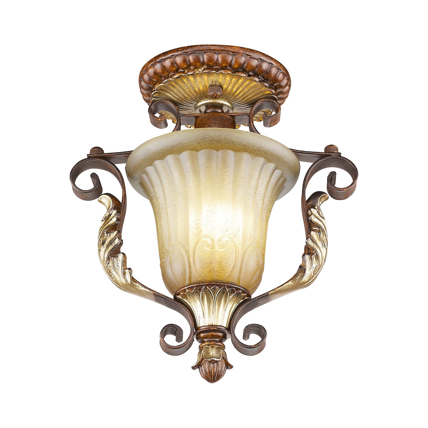 Livex Lighting - 8578-63 - One Light Ceiling Mount - Villa Verona - Hand Applied Verona Bronze w/ Aged Gold Leafs