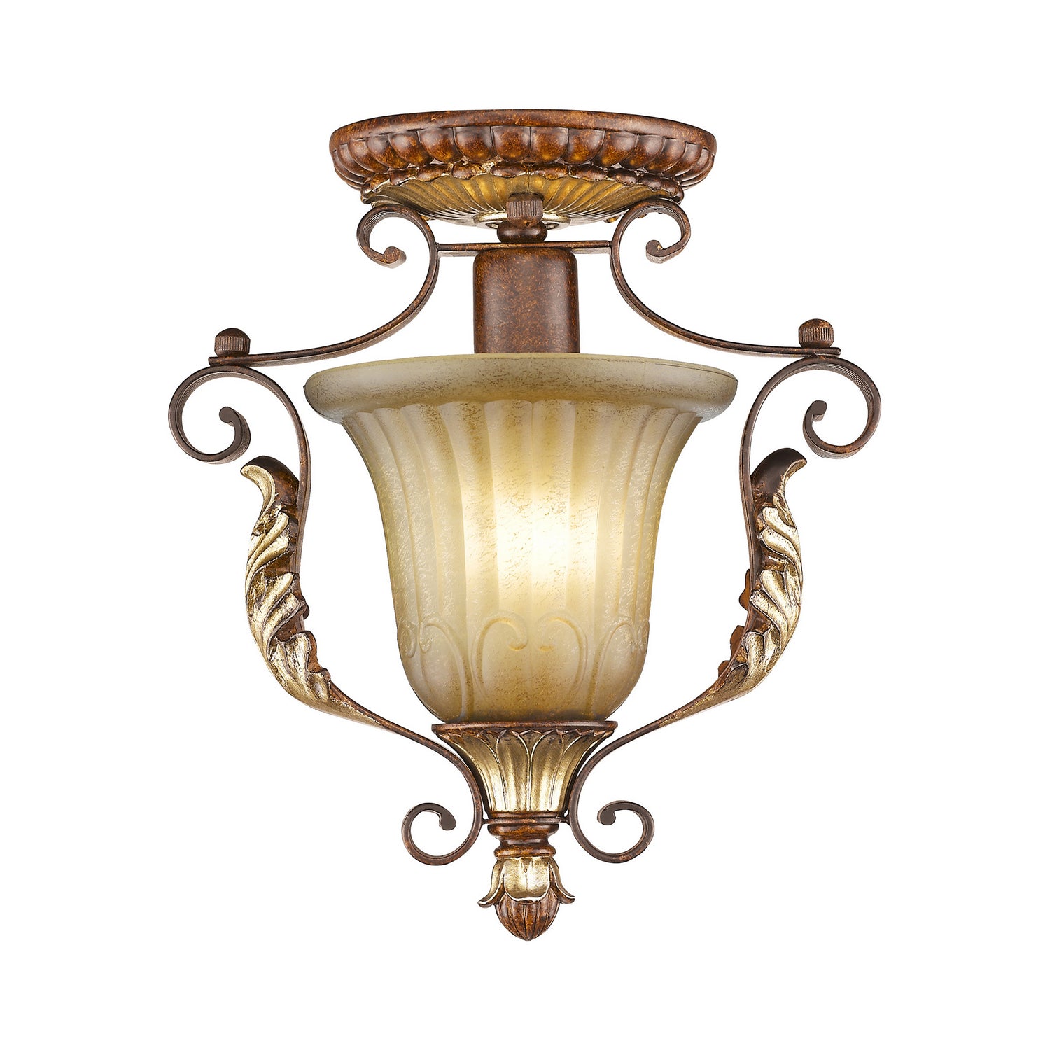 Livex Lighting - 8578-63 - One Light Ceiling Mount - Villa Verona - Hand Applied Verona Bronze w/ Aged Gold Leafs