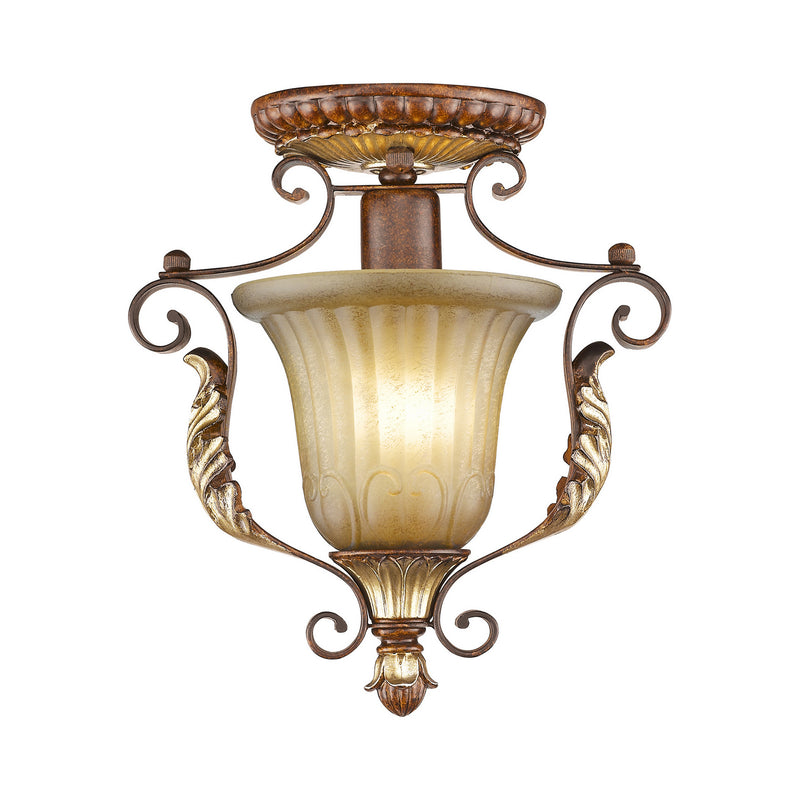 Livex Lighting - 8578-63 - One Light Ceiling Mount - Villa Verona - Hand Applied Verona Bronze w/ Aged Gold Leafs