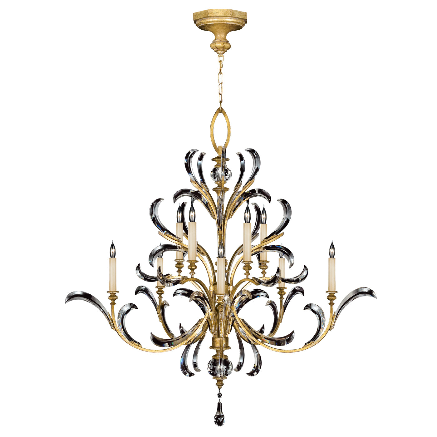 Fine Art Handcrafted Lighting - 760640ST - Ten Light Chandelier - Beveled Arcs - Gold