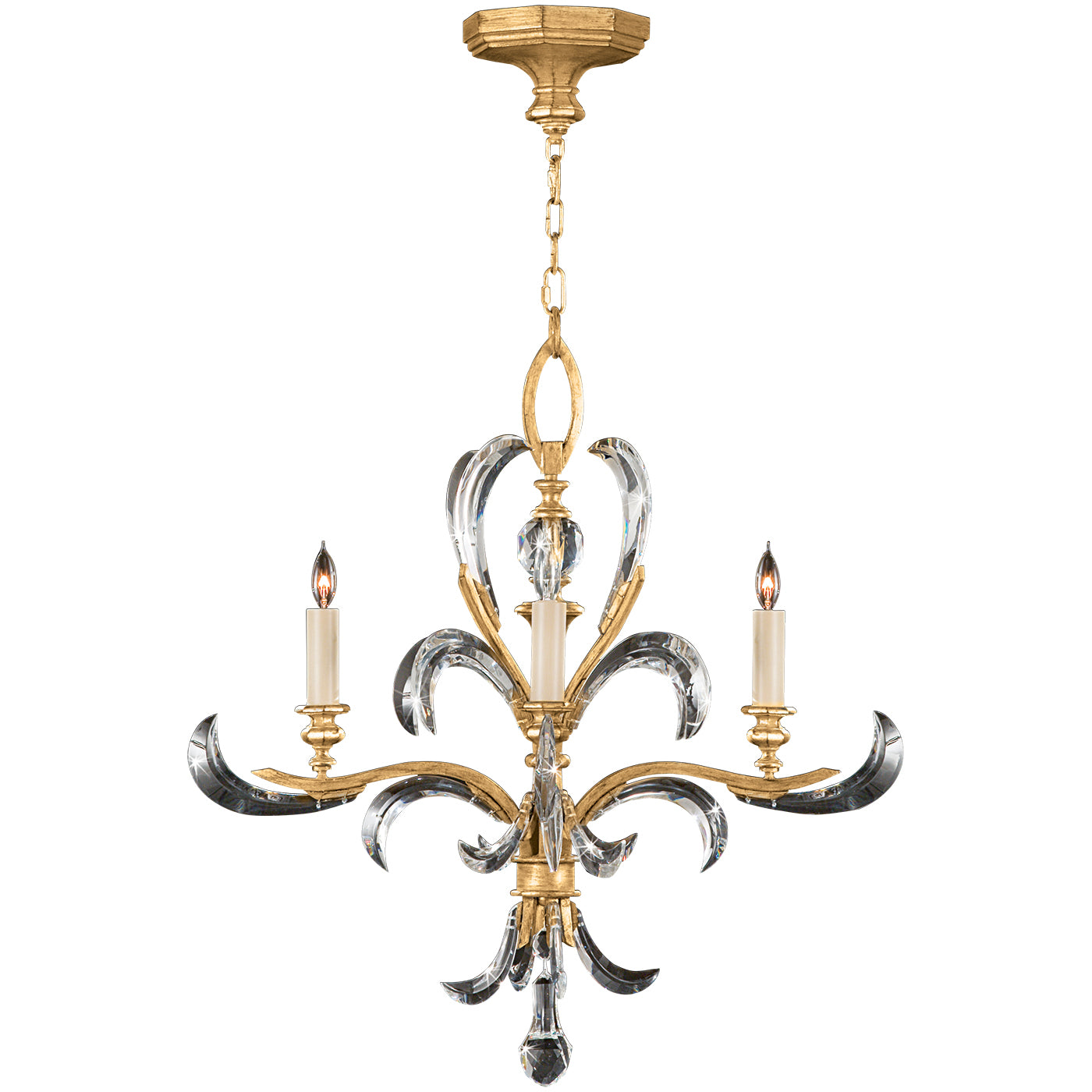 Fine Art Handcrafted Lighting - 760840ST - Four Light Chandelier - Beveled Arcs - Gold