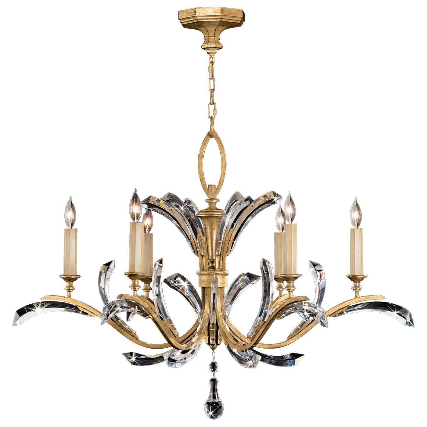 Fine Art Handcrafted Lighting - 761240ST - Six Light Chandelier - Beveled Arcs - Gold
