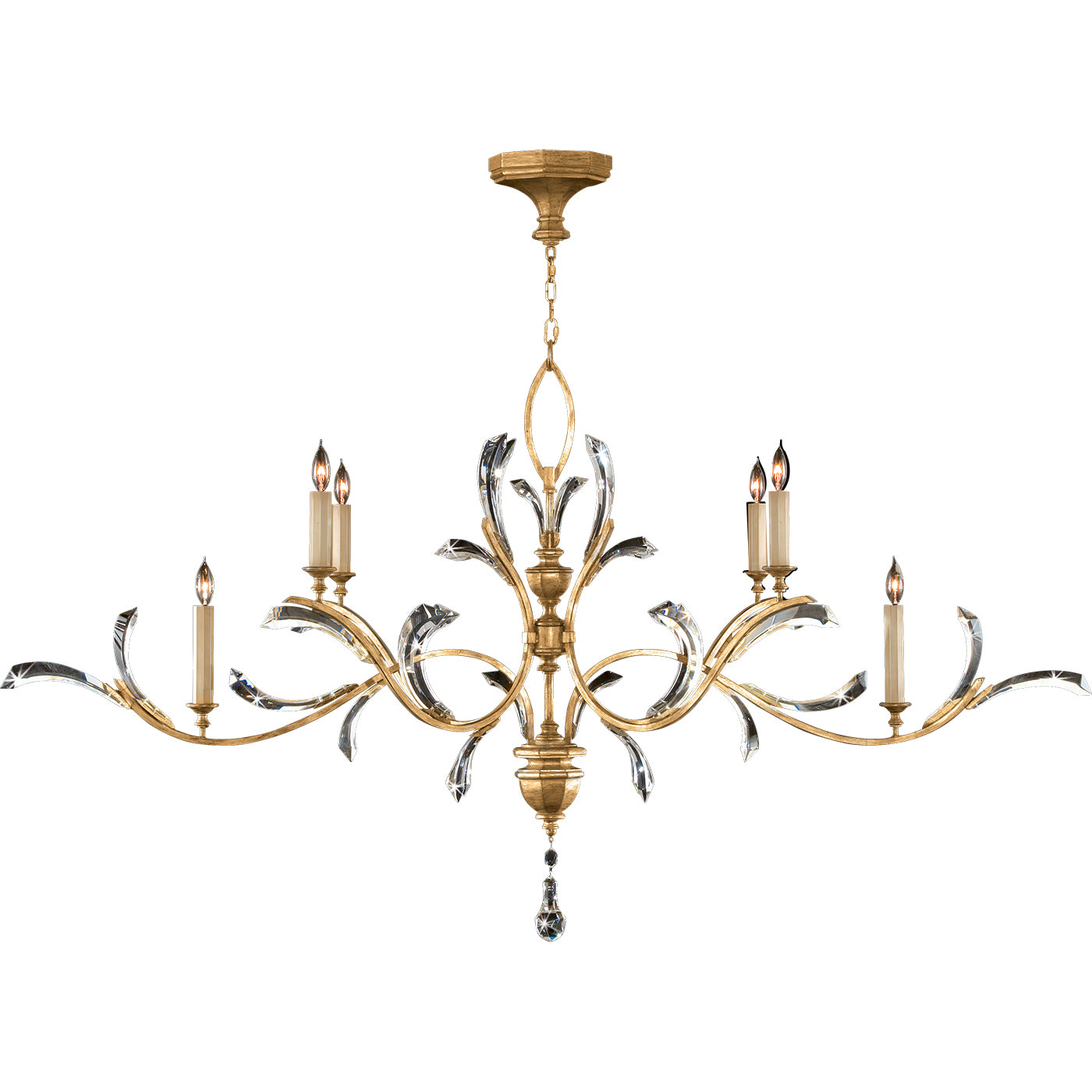 Fine Art Handcrafted Lighting - 761840ST - Six Light Chandelier - Beveled Arcs - Gold