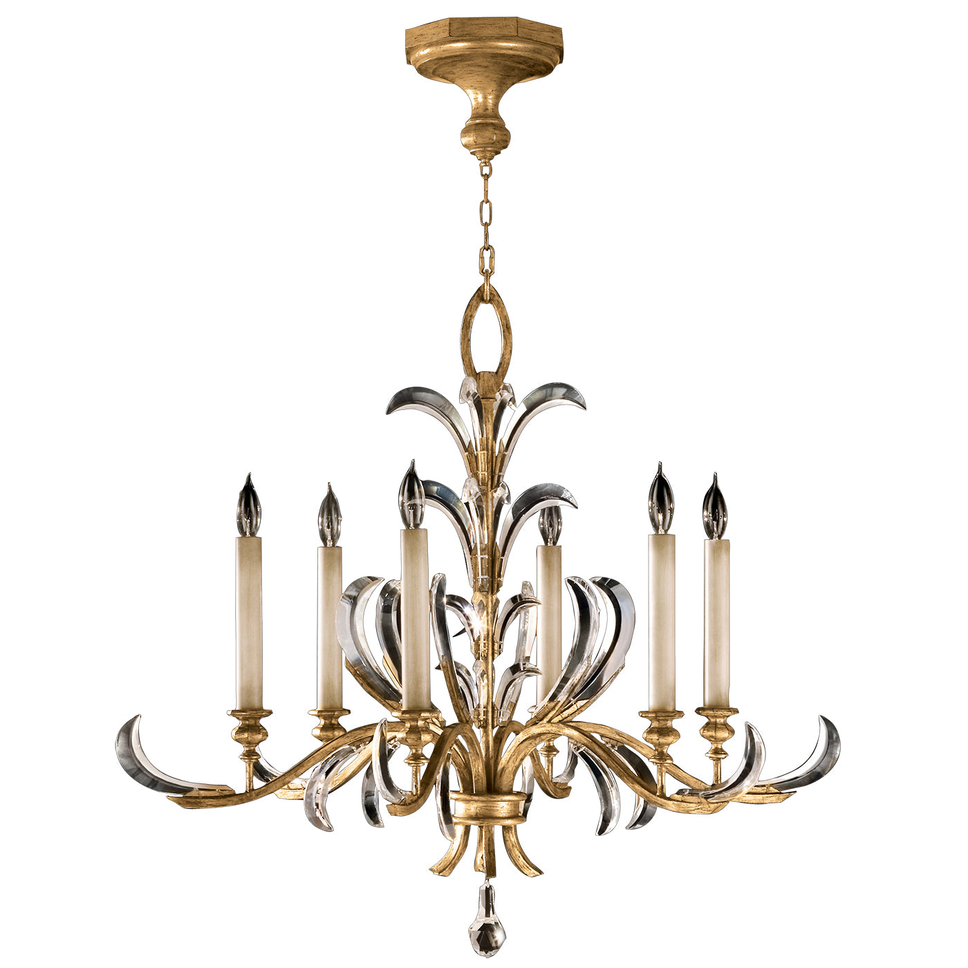 Fine Art Handcrafted Lighting - 762640ST - Six Light Chandelier - Beveled Arcs - Gold