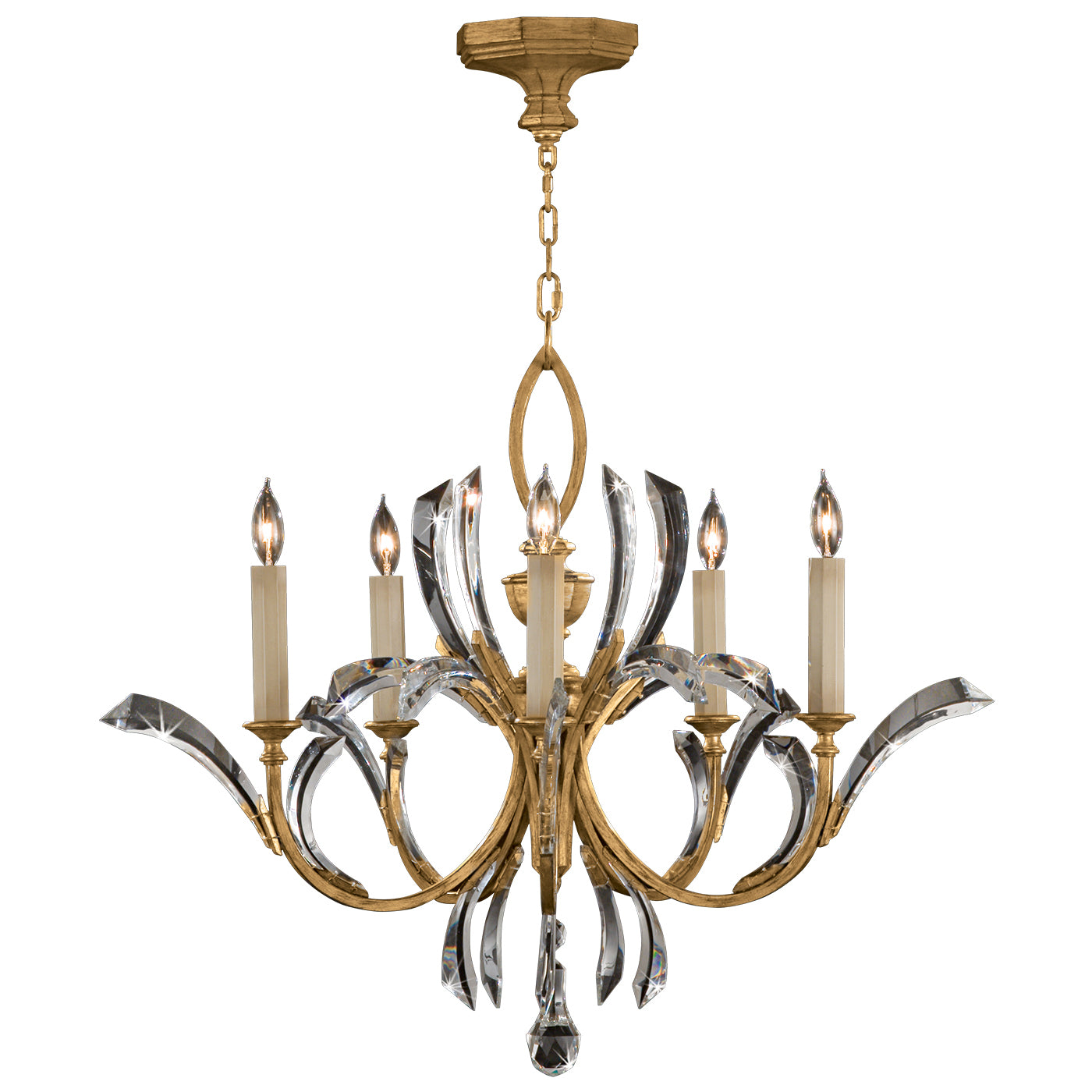 Fine Art Handcrafted Lighting - 763040ST - Five Light Chandelier - Beveled Arcs - Gold