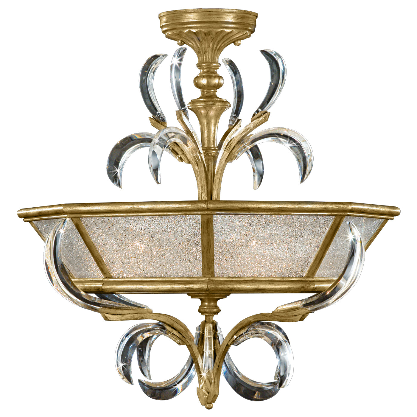 Fine Art Handcrafted Lighting - 767740ST - Three Light Semi-Flush Mount - Beveled Arcs - Gold