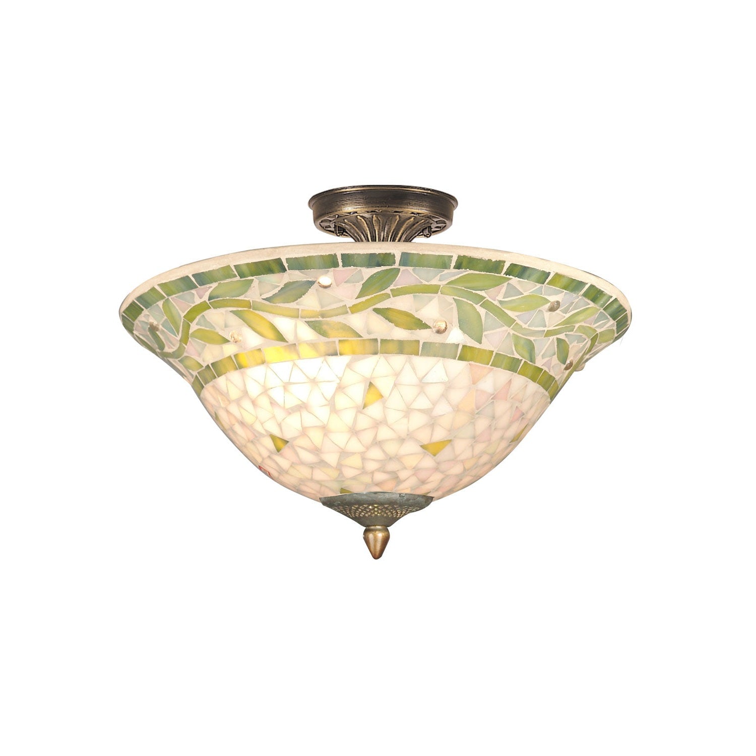 Dale Tiffany - TH70655 - Three Light Flush Mount - Mosaic - Antique Brass