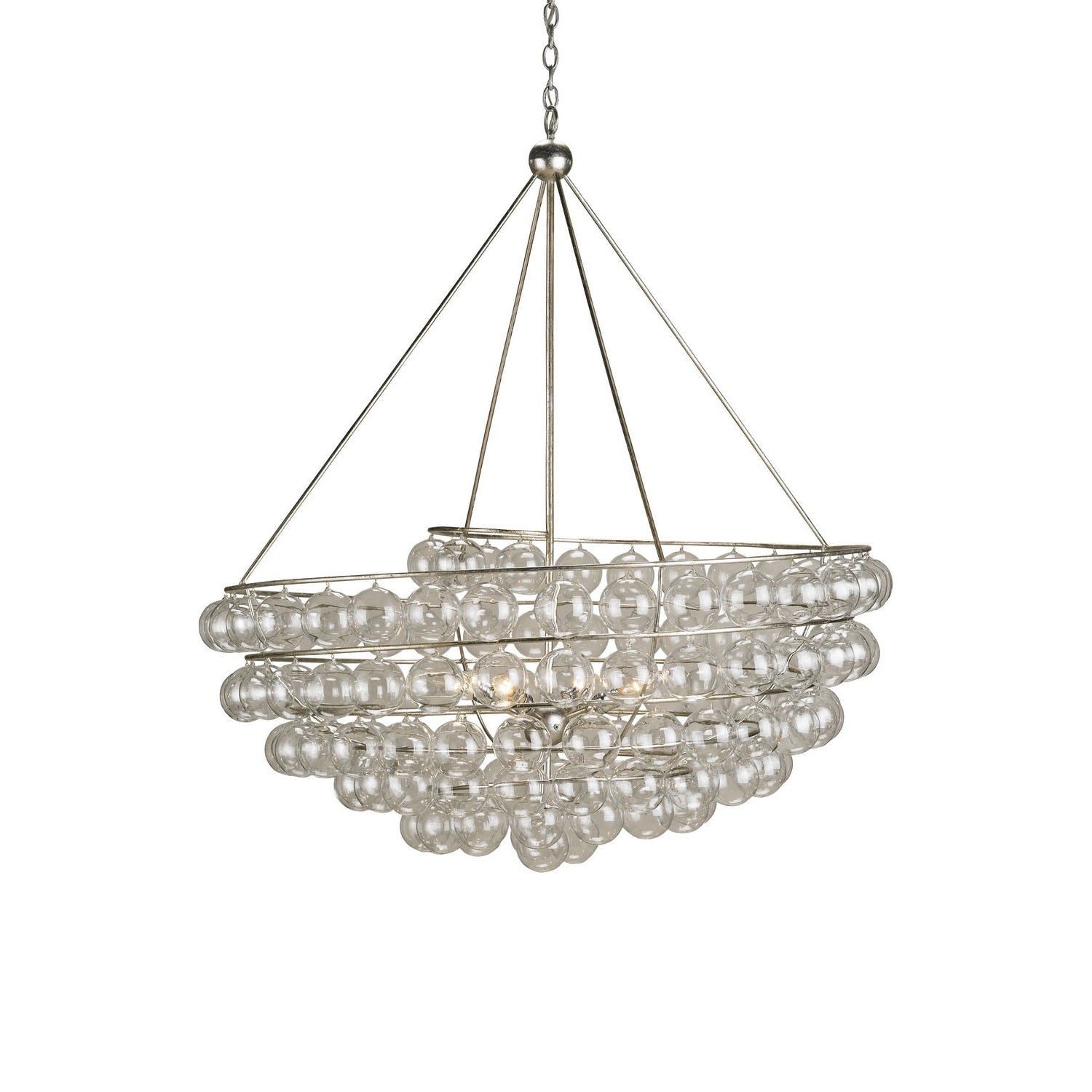 Currey and Company - 9002 - Four Light Chandelier - Stratosphere Silver Chandelier - Contemporary Silver Leaf