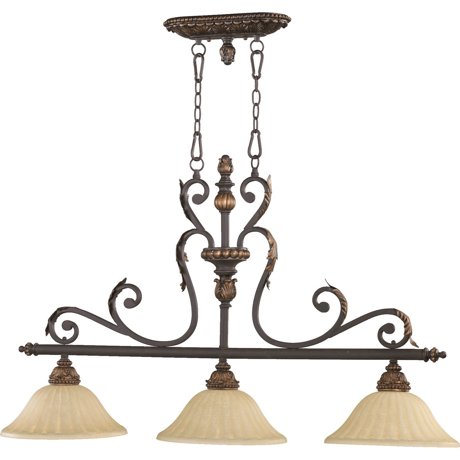 Quorum - 6557-3-44 - Three Light Island Pendant - Rio Salado - Toasted Sienna With Mystic Silver