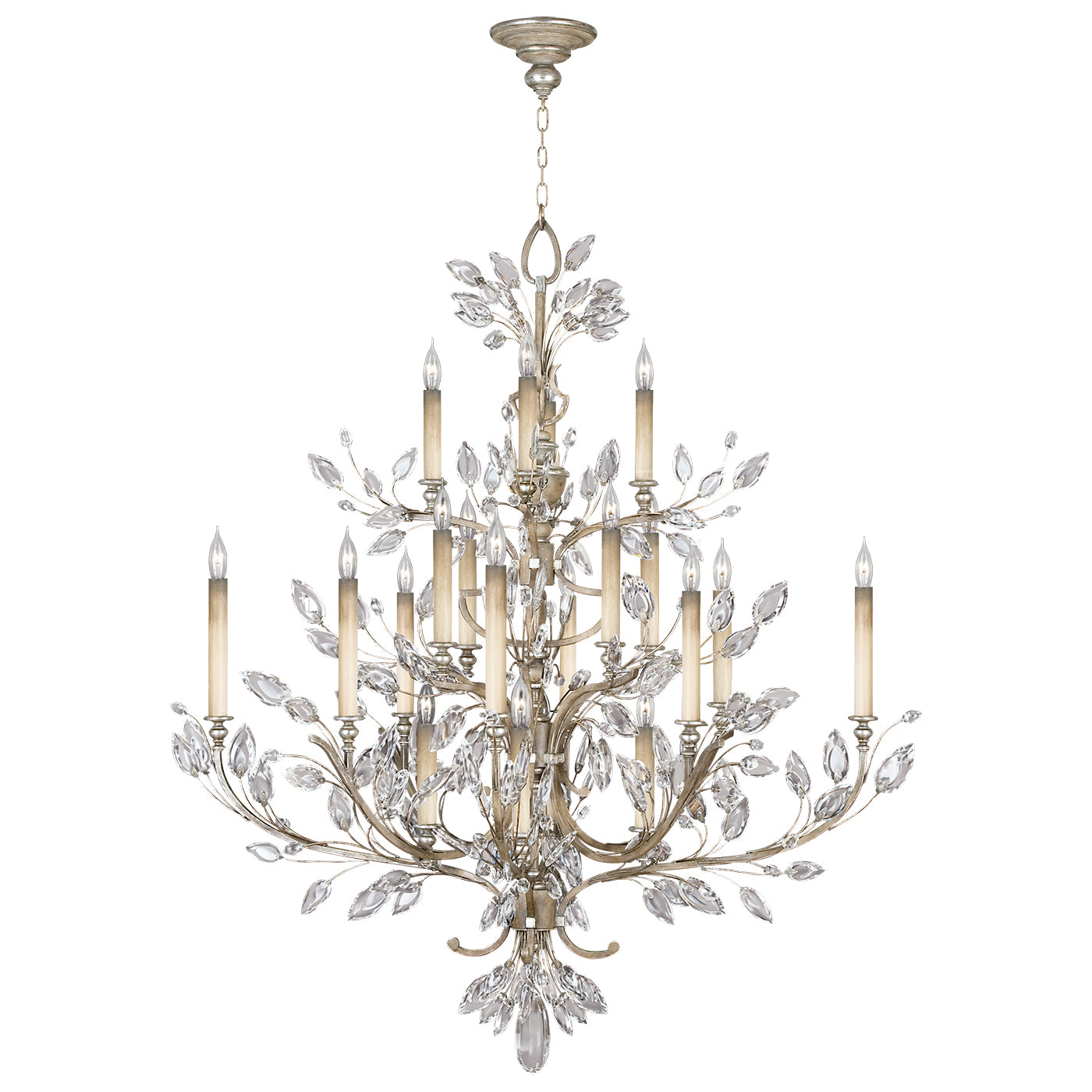 Fine Art Handcrafted Lighting - 771140ST - 20 Light Chandelier - Crystal Laurel - Silver