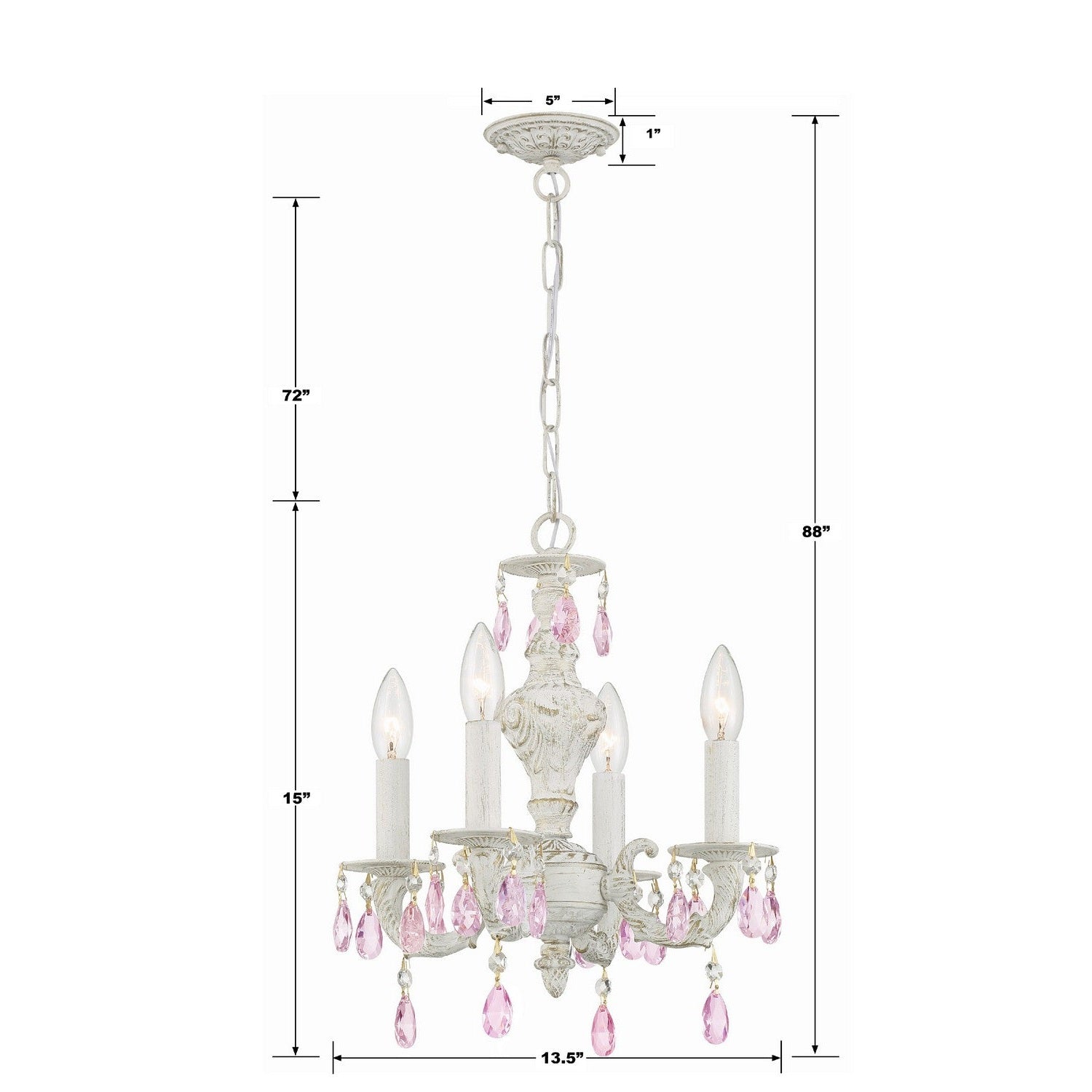 Crystorama - 5024-AW-RO-MWP - Four Light Mini Chandelier - Paris Market - Antique White