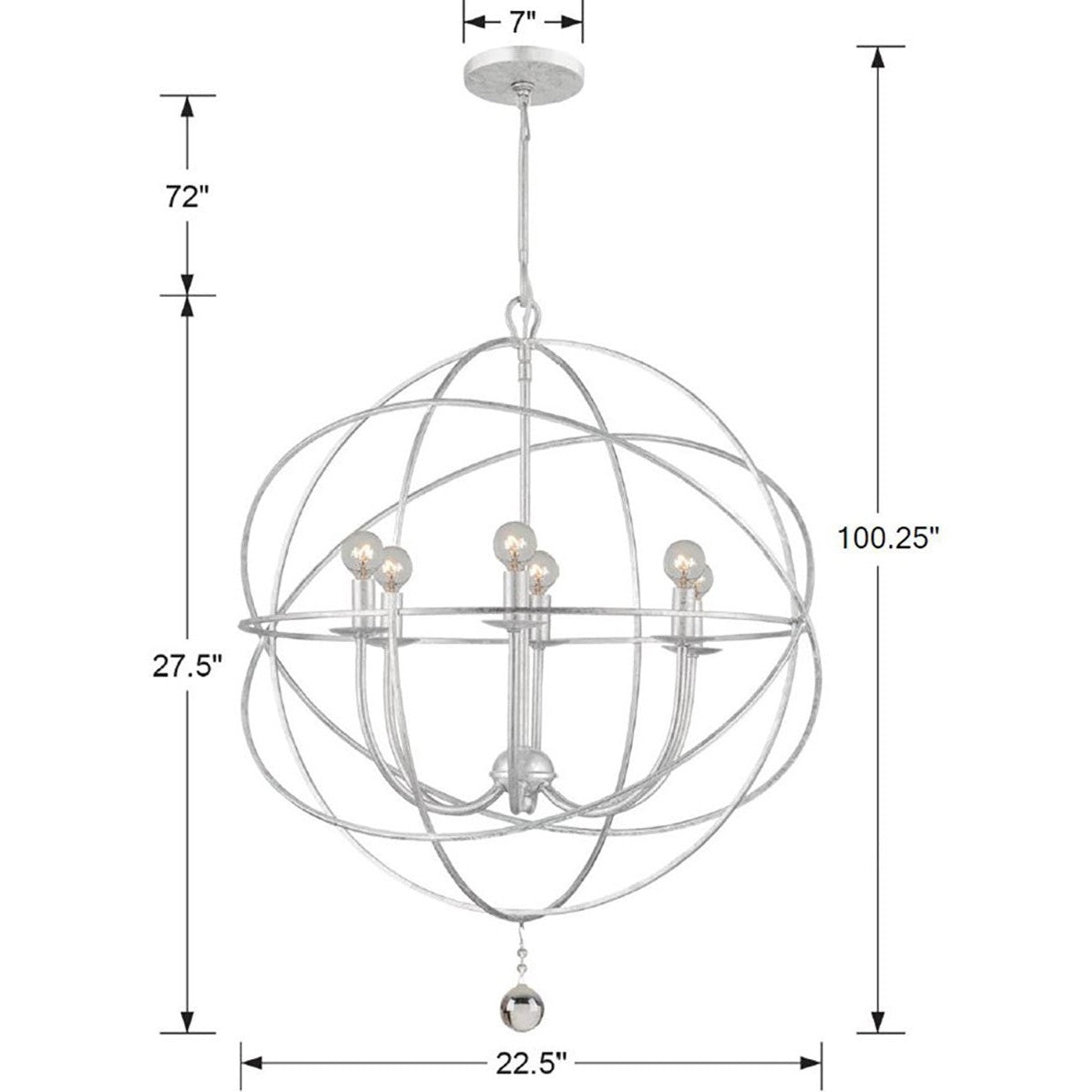 Crystorama - 9226-OS - Six Light Chandelier - Solaris - Olde Silver