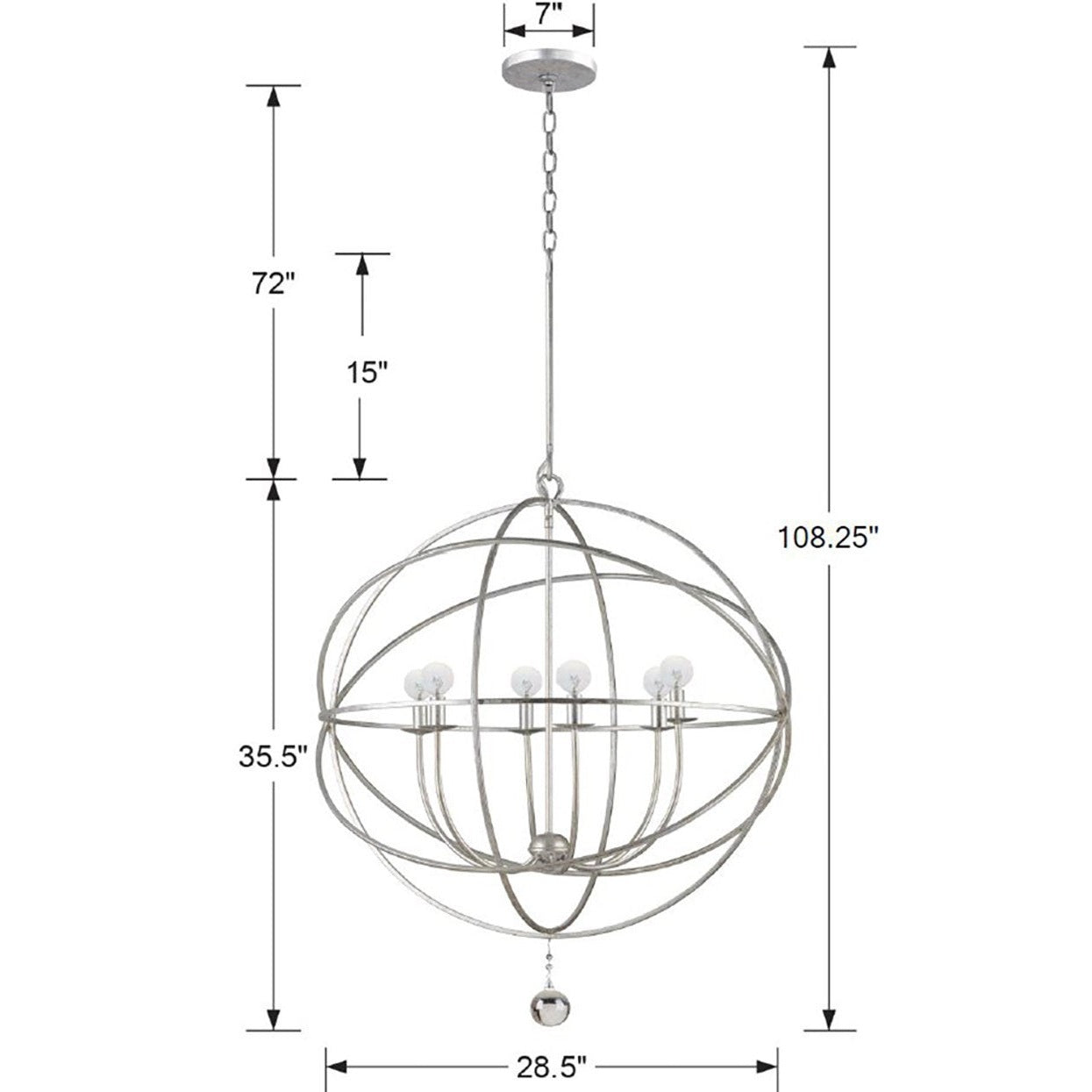 Crystorama - 9228-OS - Six Light Chandelier - Solaris - Olde Silver