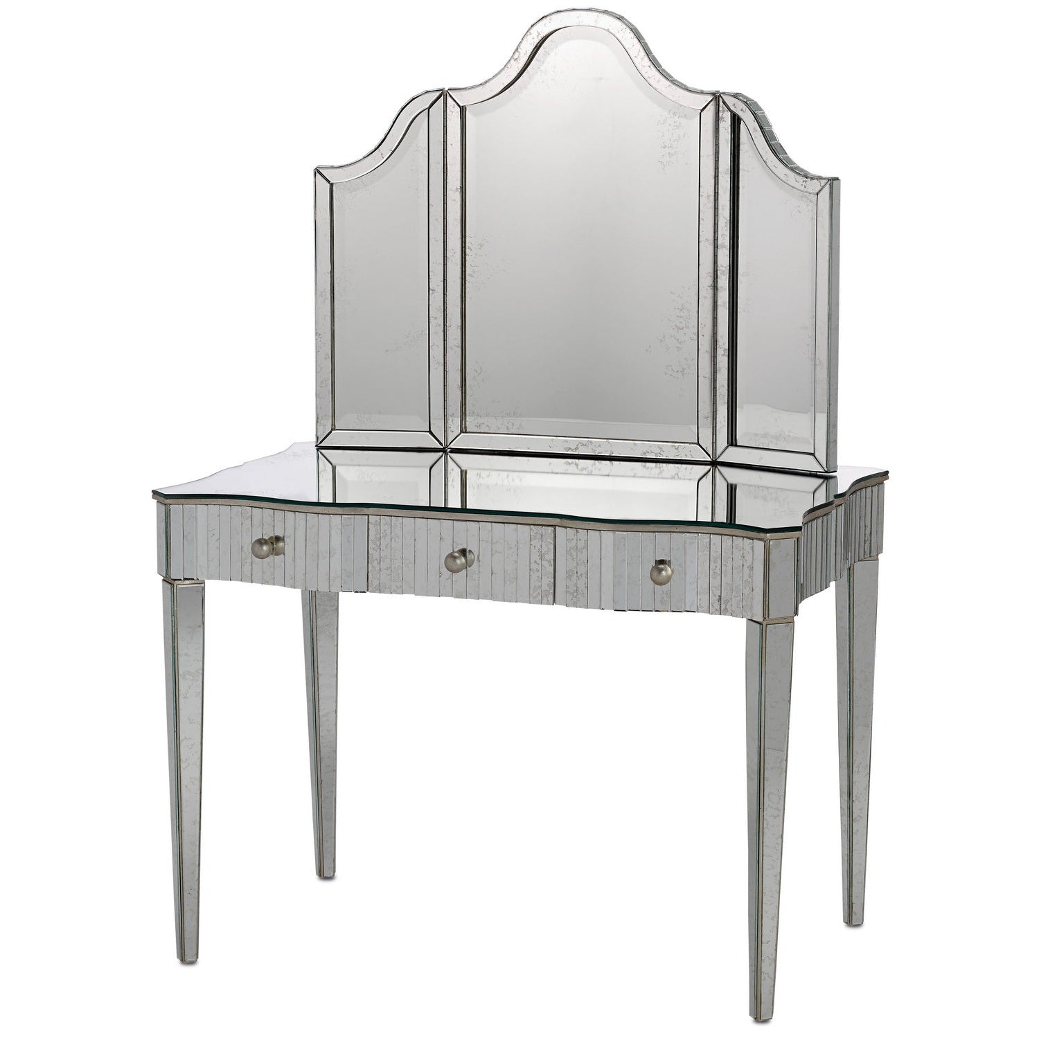 Currey and Company - 1300 - Mirror - Gilda Collection - Granello Silver Leaf/Antique Mirror