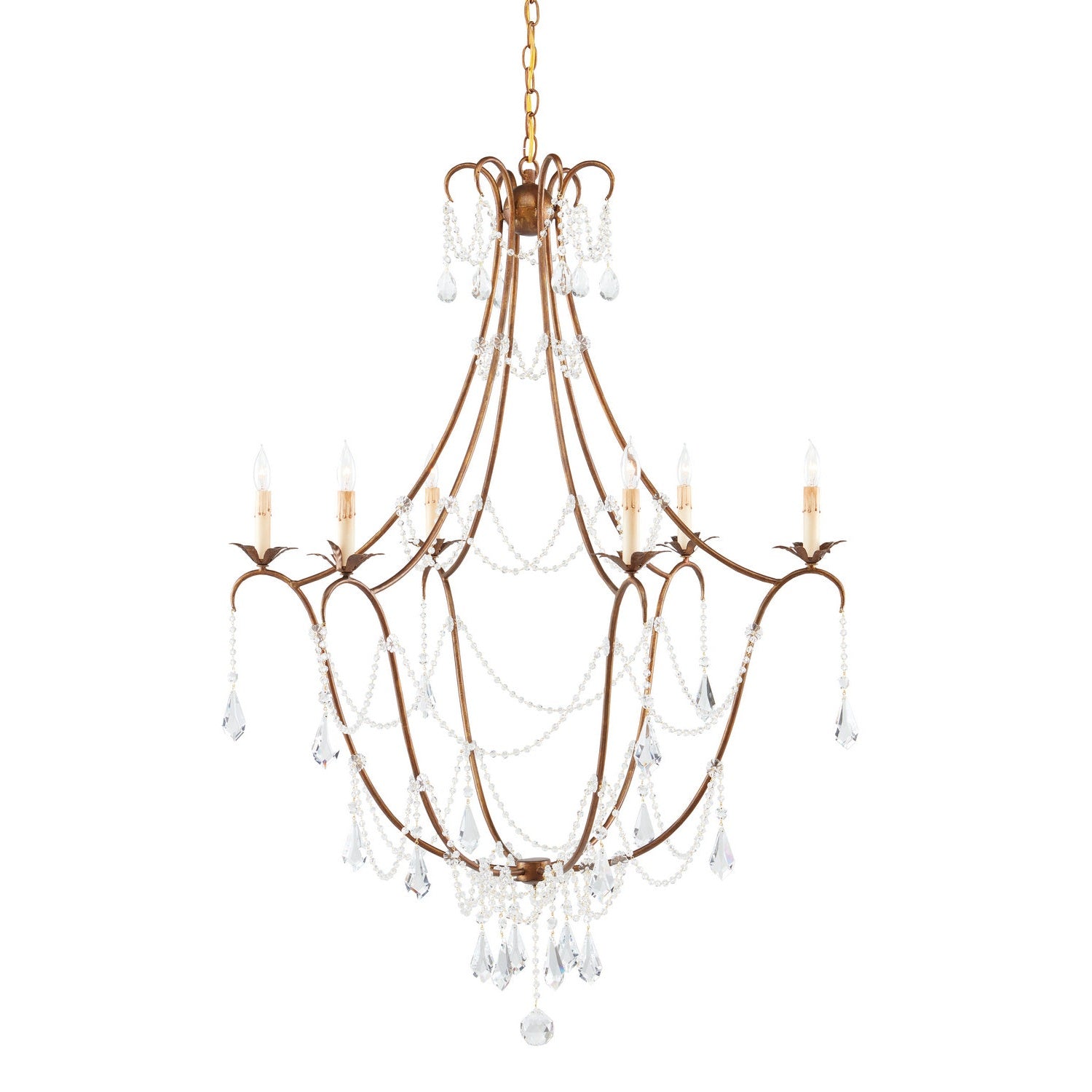 Currey and Company - 9048 - Six Light Chandelier - Elizabeth Collection - Rhine Gold