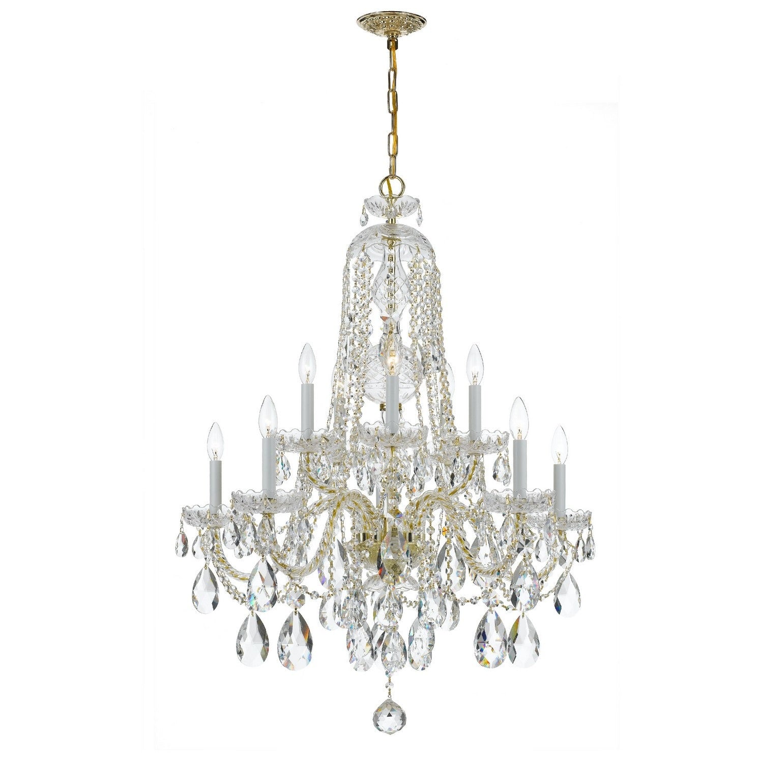 Crystorama - 1110-PB-CL-MWP - Ten Light Chandelier - Traditional Crystal - Polished Brass