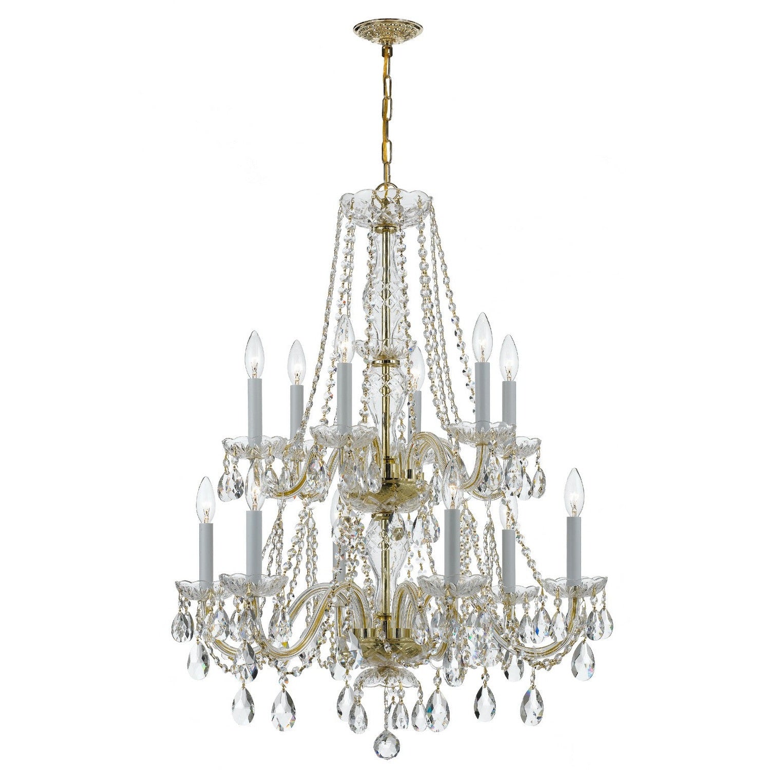 Crystorama - 1137-PB-CL-SAQ - 12 Light Chandelier - Traditional Crystal - Polished Brass