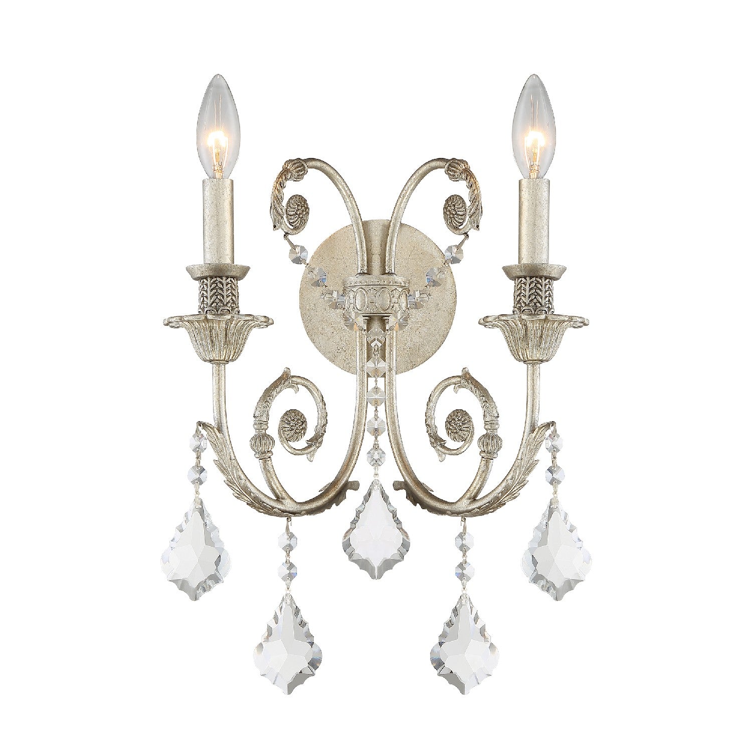 Crystorama - 5112-OS-CL-MWP - Two Light Wall Sconce - Regis - Olde Silver