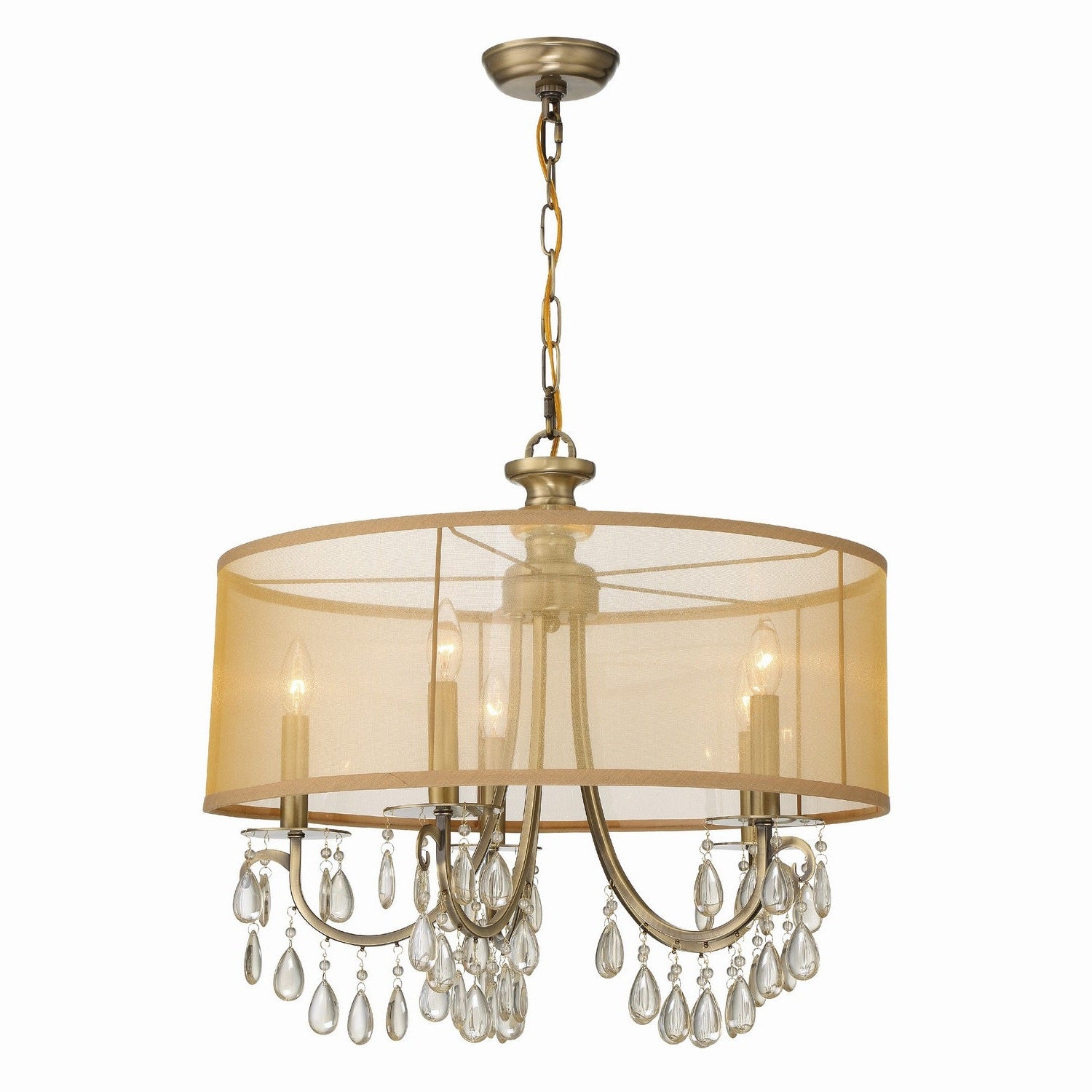 Crystorama - 5625-AB - Five Light Chandelier - Hampton - Antique Brass