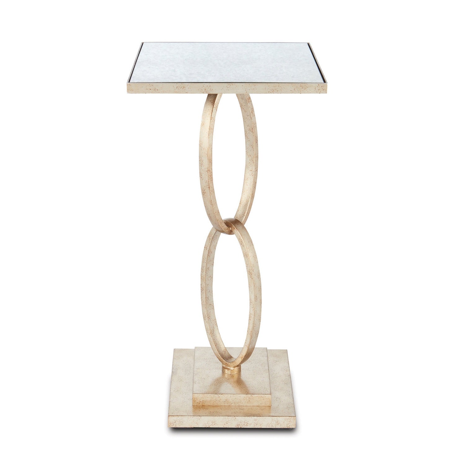 Currey and Company - 4096 - Accent Table - Bangle Collection - Silver Leaf/Antique Mirror