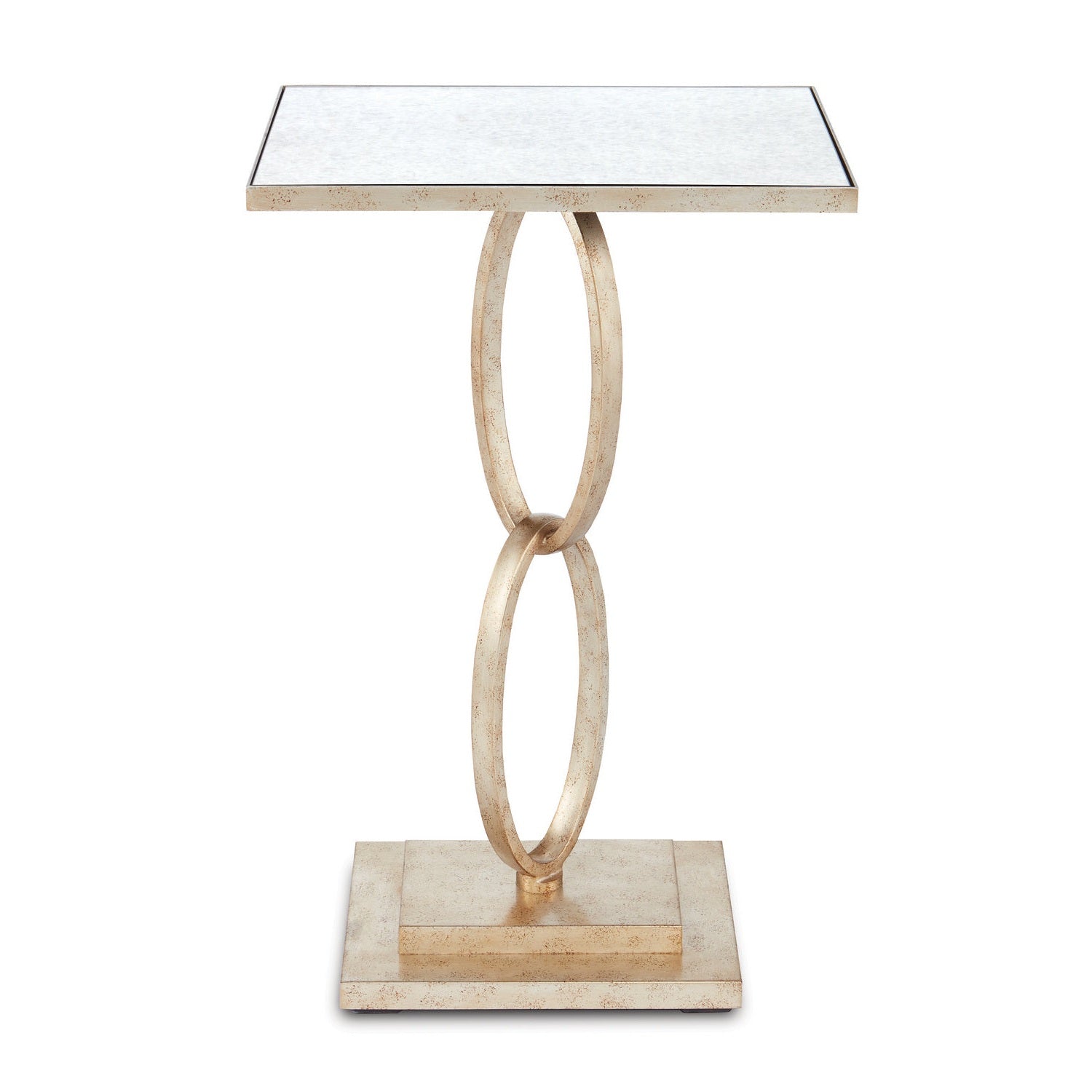 Currey and Company - 4096 - Accent Table - Bangle Collection - Silver Leaf/Antique Mirror