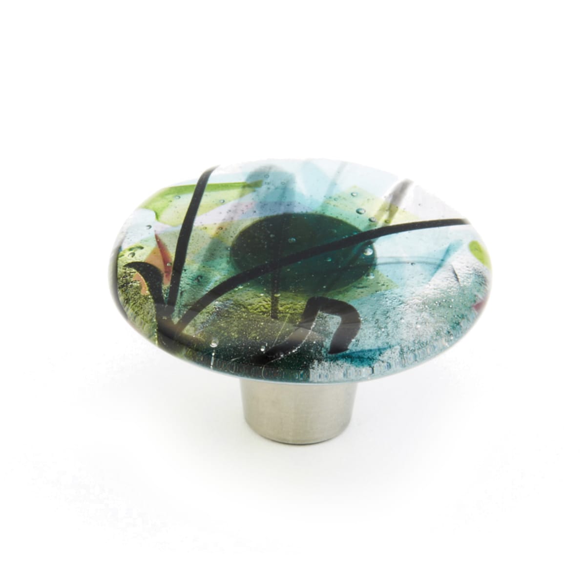 Ice 1-1/2" Modern Designer Glass Round Cabinet Knob - Made in USA