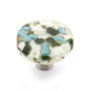 Schaub and Company - 31-GBP - Ice 1-1/2" Modern Designer Glass Round Cabinet Knob - Made in USA in Green and Blue Pebbles