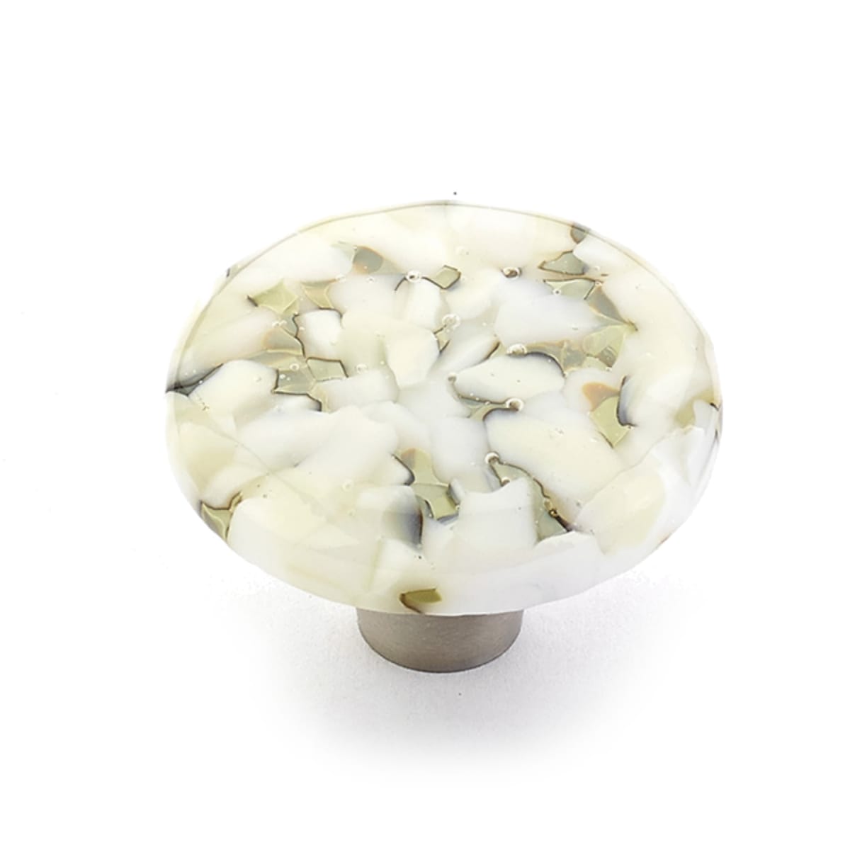 Schaub and Company - 31-WLP - Ice 1-1/2" Modern Designer Glass Round Cabinet Knob - Made in USA in White Lace Pebbles