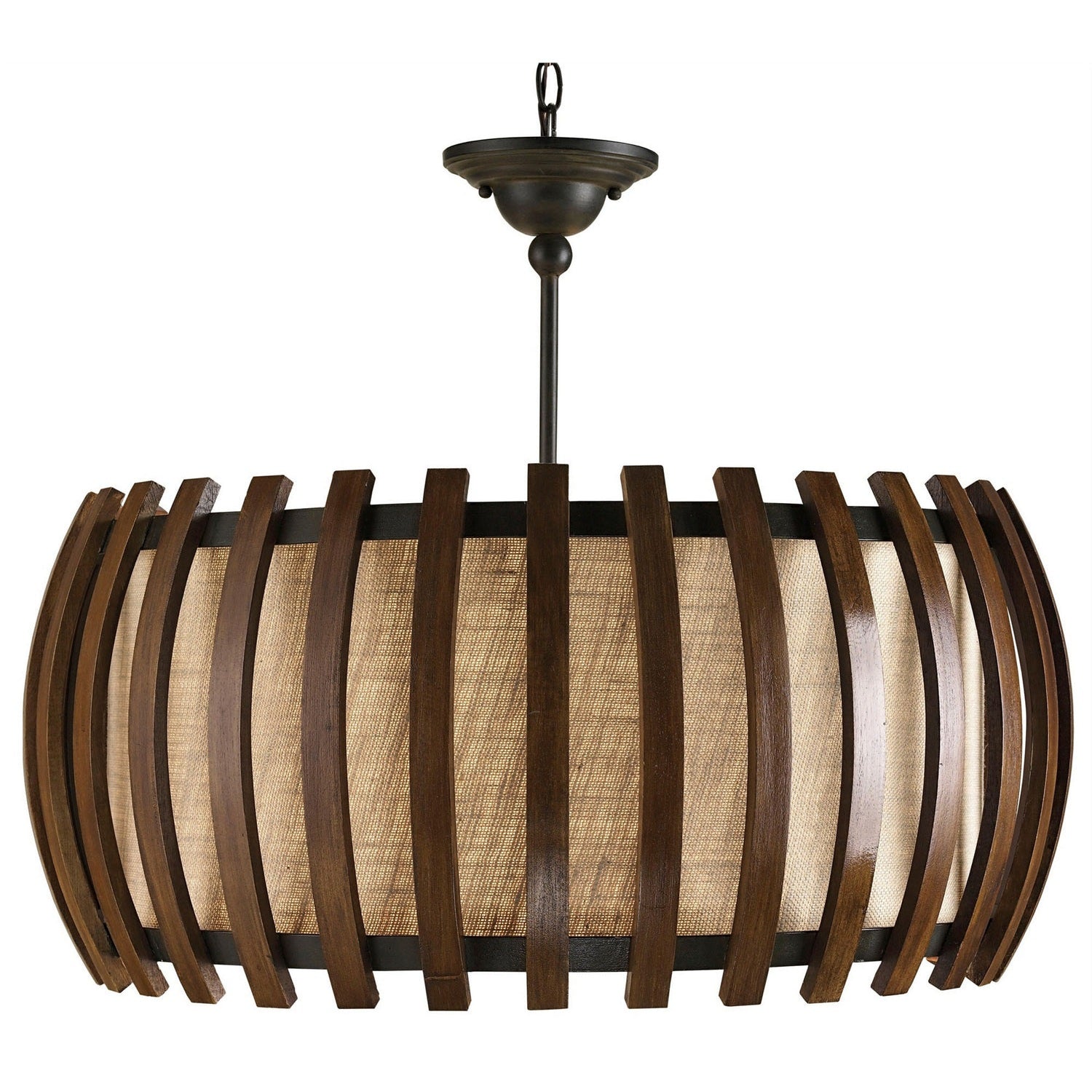 Currey and Company - 9096 - One Light Pendant - Dado Semi-Flush Mount - Old Iron/Polished Fruitwood