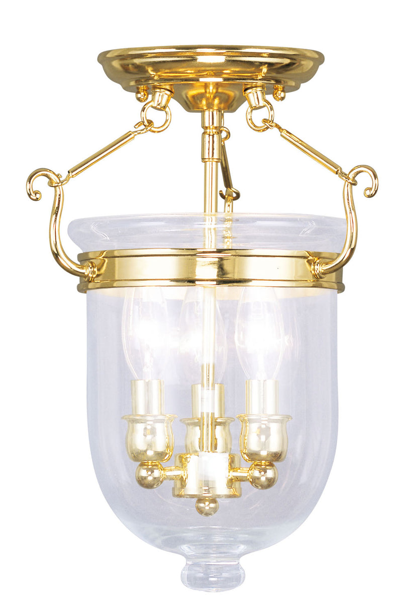 Livex Lighting - 5061-02 - Three Light Ceiling Mount - Jefferson - Polished Brass