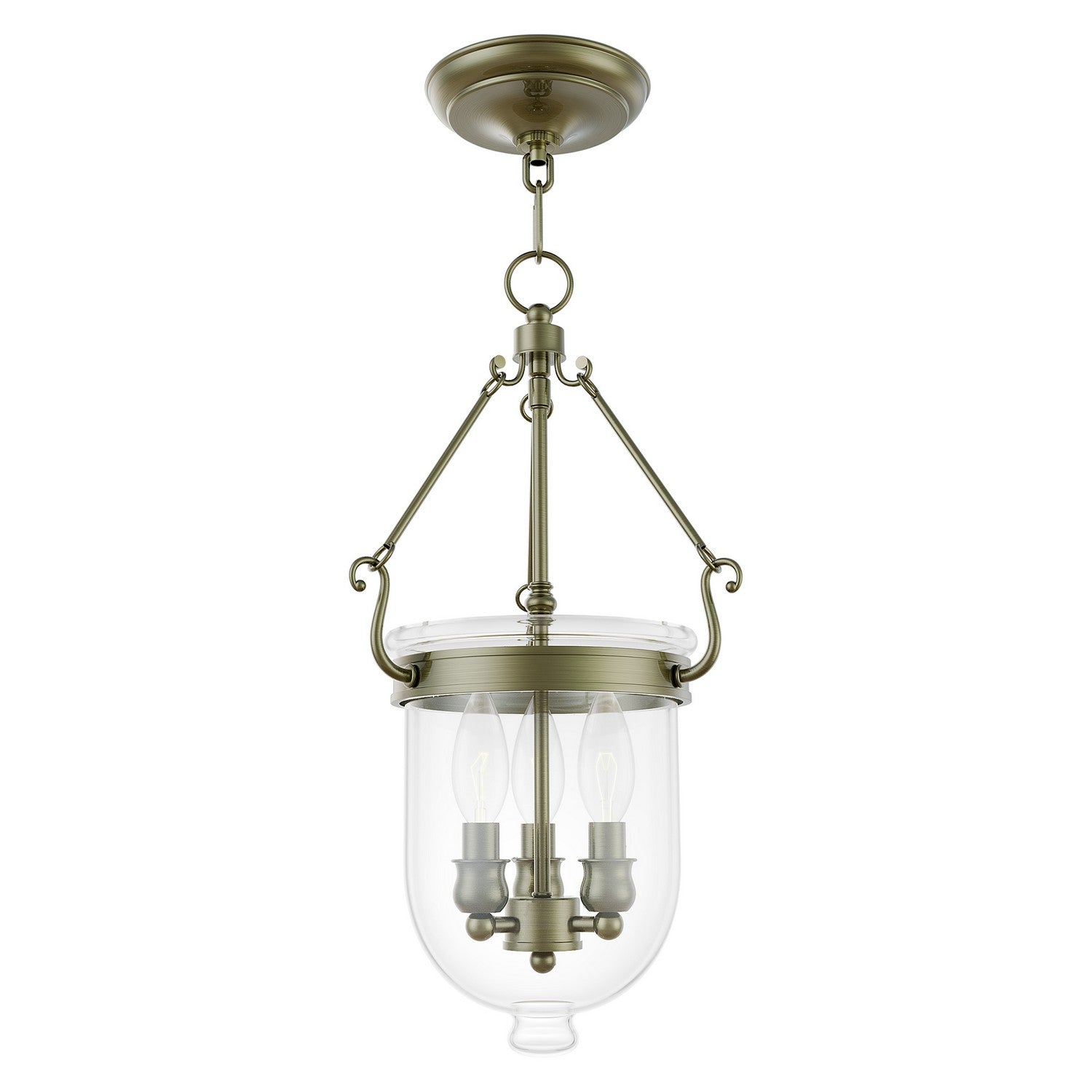 Livex Lighting - 5063-01 - Three Light Pendant - Jefferson - Antique Brass