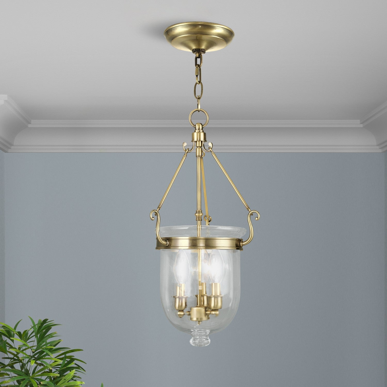 Livex Lighting - 5063-01 - Three Light Pendant - Jefferson - Antique Brass