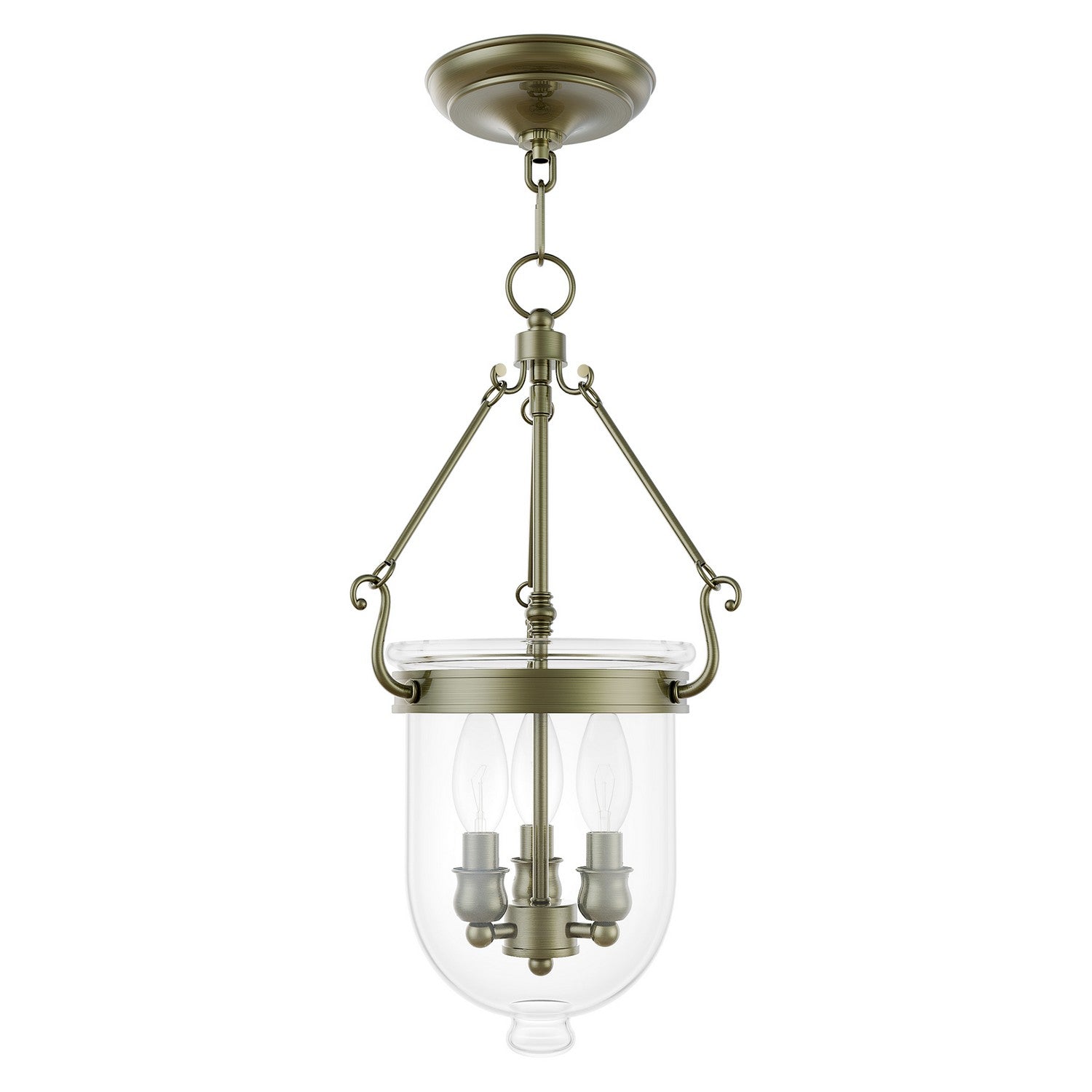 Livex Lighting - 5063-01 - Three Light Pendant - Jefferson - Antique Brass