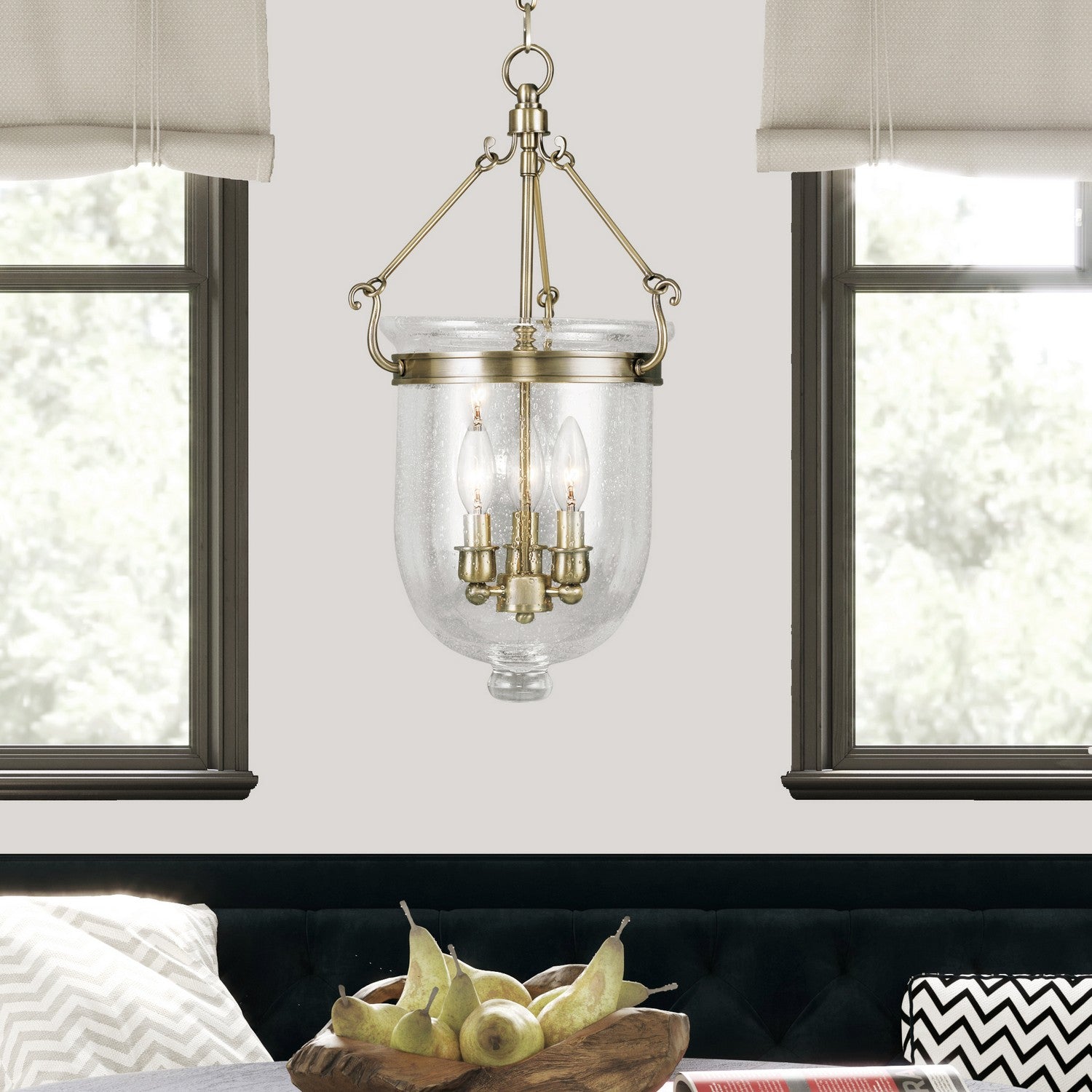 Livex Lighting - 5083-01 - Three Light Pendant - Jefferson - Antique Brass