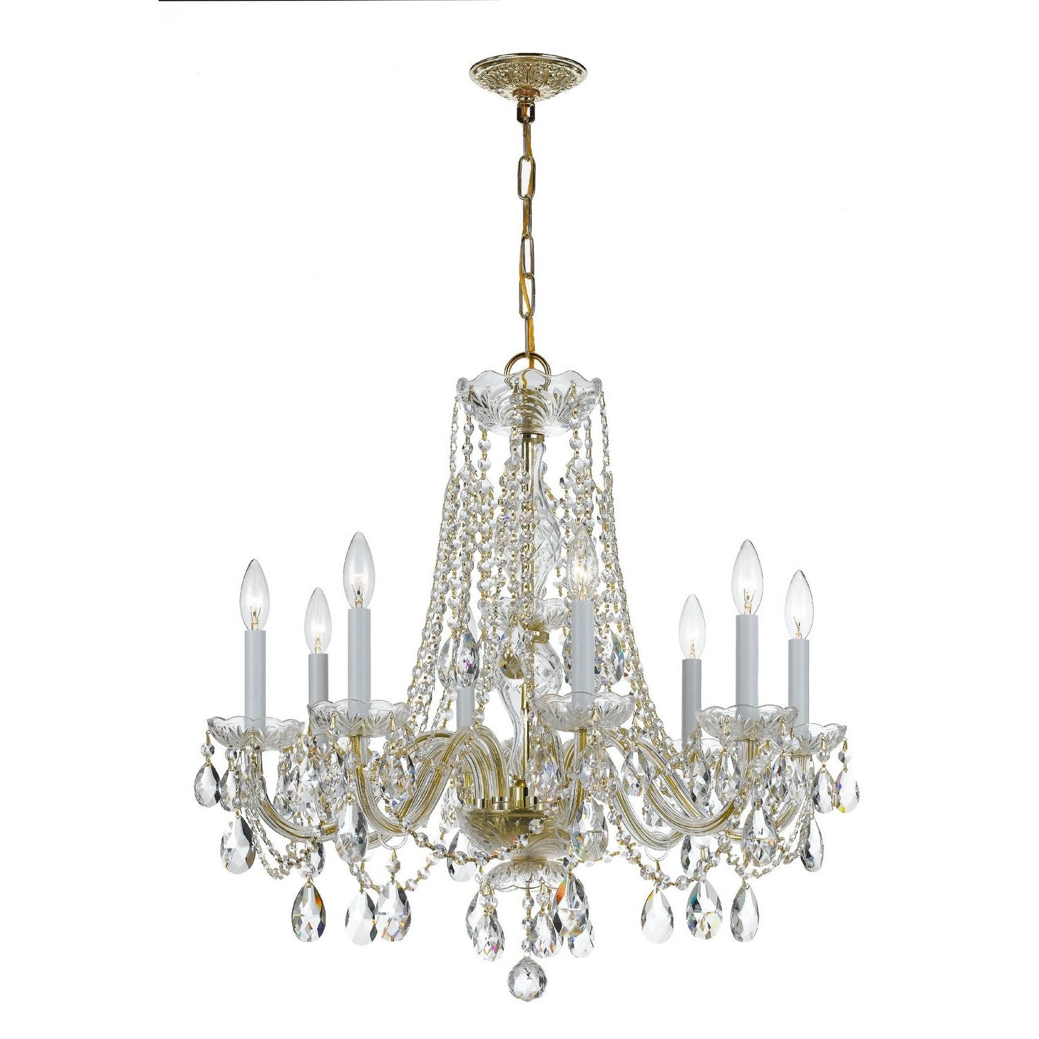 Crystorama - 1138-PB-CL-MWP - Eight Light Chandelier - Traditional Crystal - Polished Brass