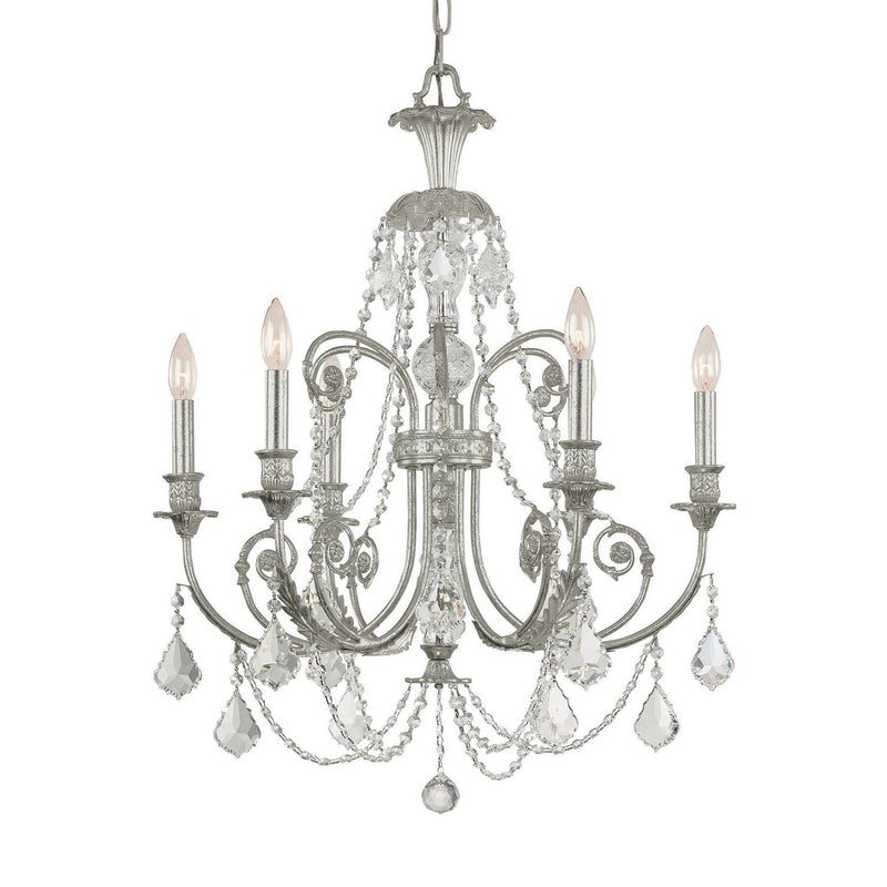 Crystorama - 5116-OS-CL-SAQ - Six Light Chandelier - Regis - Olde Silver
