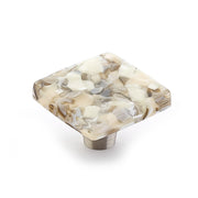 Schaub and Company - 34-SBP - Ice 1-1/2"  Modern Designer Glass Square Glam Luxury Cabinet Knob Drawer Knob - Made in USA in Sable Pebbles
