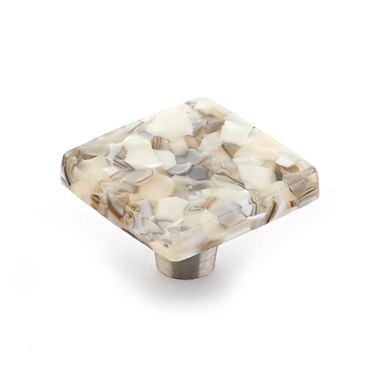 Schaub and Company - 34-SBP - Ice 1-1/2"  Modern Designer Glass Square Glam Luxury Cabinet Knob Drawer Knob - Made in USA in Sable Pebbles