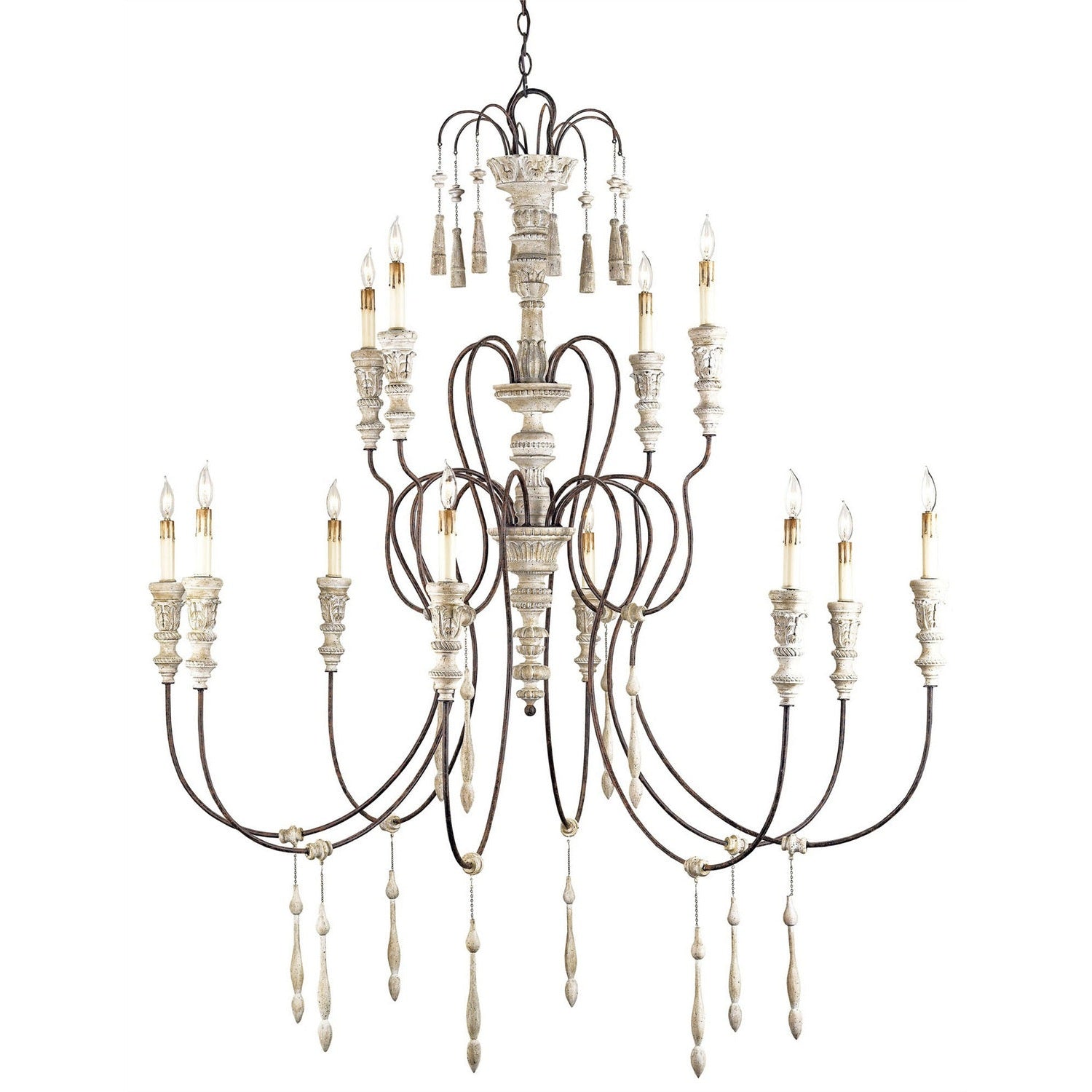 Currey and Company - 9117 - 12 Light Chandelier - Hannah Collection - Stockholm White/Rust