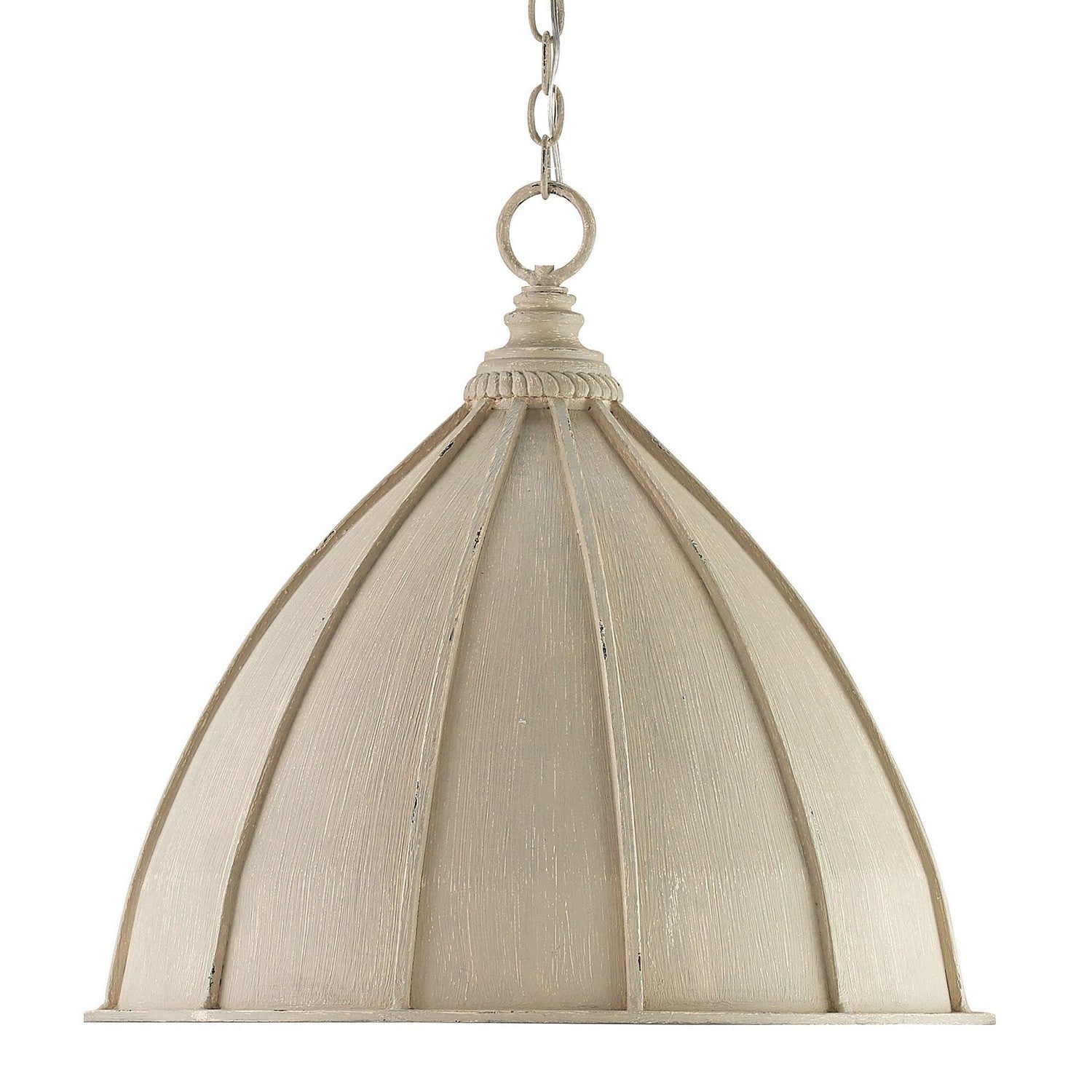 Currey and Company - 9149 - One Light Pendant - Fenchurch Cream Pendant - Oyster Cream/Silver Leaf
