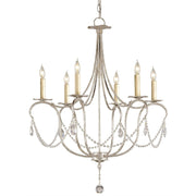 Currey and Company - 9890 - Six Light Chandelier - Crystal Lights Collection - Silver Leaf