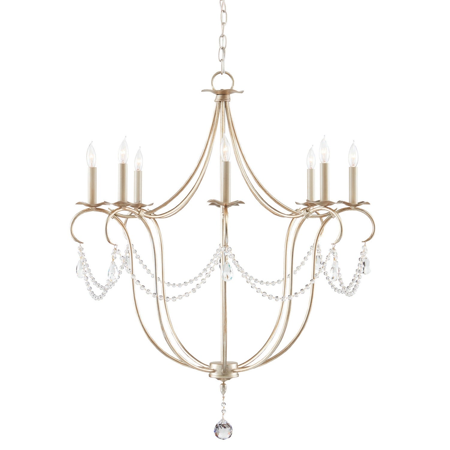 Currey and Company - 9891 - Eight Light Chandelier - Crystal Lights Collection - Silver Leaf