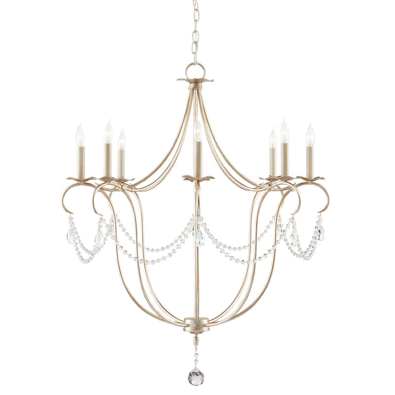 Currey and Company - 9891 - Eight Light Chandelier - Crystal Lights Collection - Silver Leaf