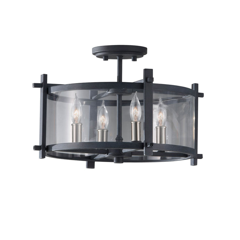 Generation Lighting - SF292AF/BS - Four Light Ceiling Fixture - Ethan - Antique Forged Iron / Brushed Steel
