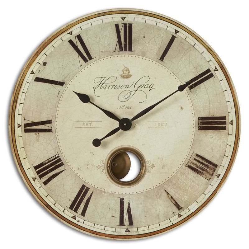 Uttermost - 06033 - Wall Clock - Harrison Gray 30" - Brass