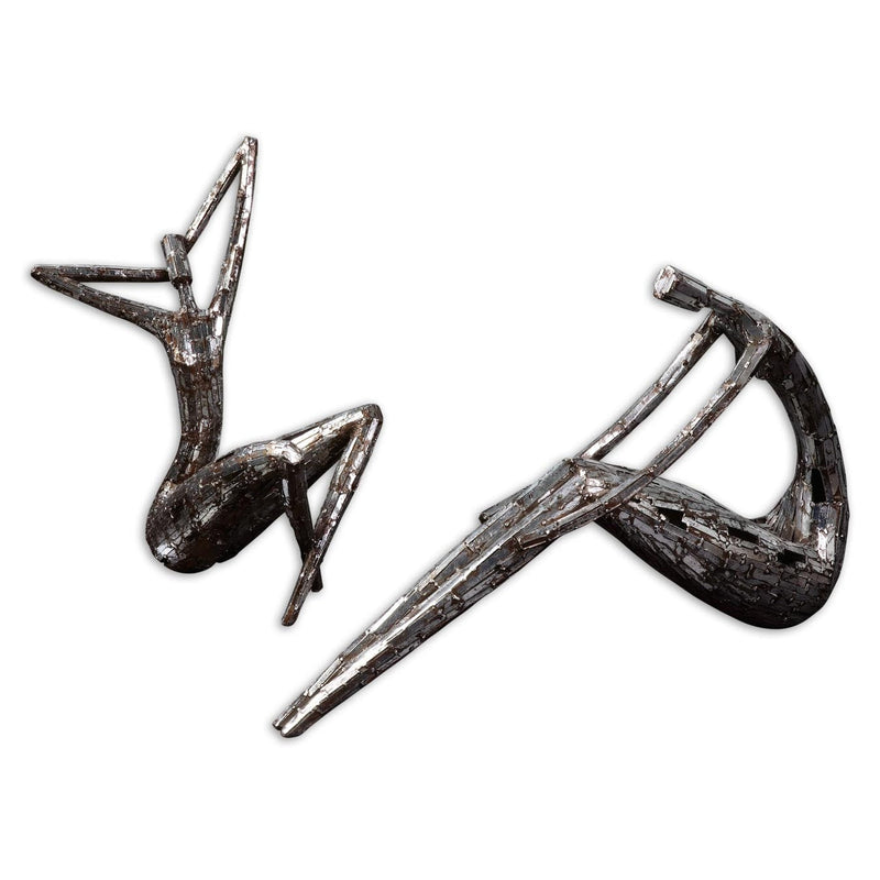 Uttermost - 19502 - Sculpture, Set/2 - Dahy - Antiqued Silver